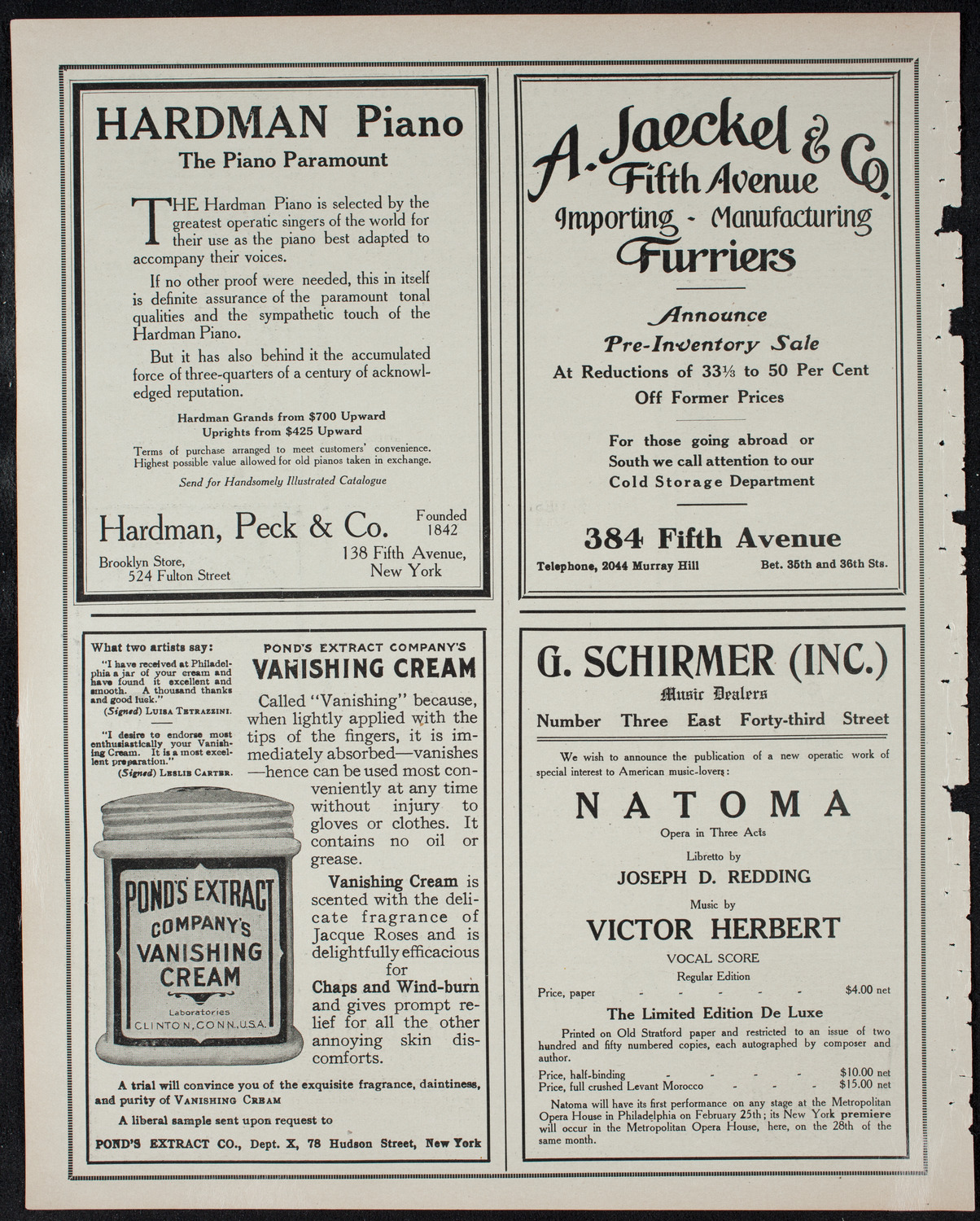 Oratorio Society of New York, February 28, 1911, program page 8