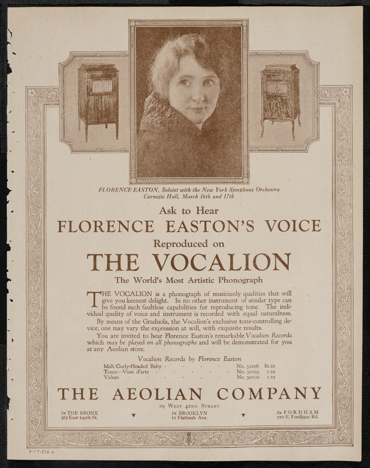 New York Symphony Orchestra, March 17, 1921, program page 11