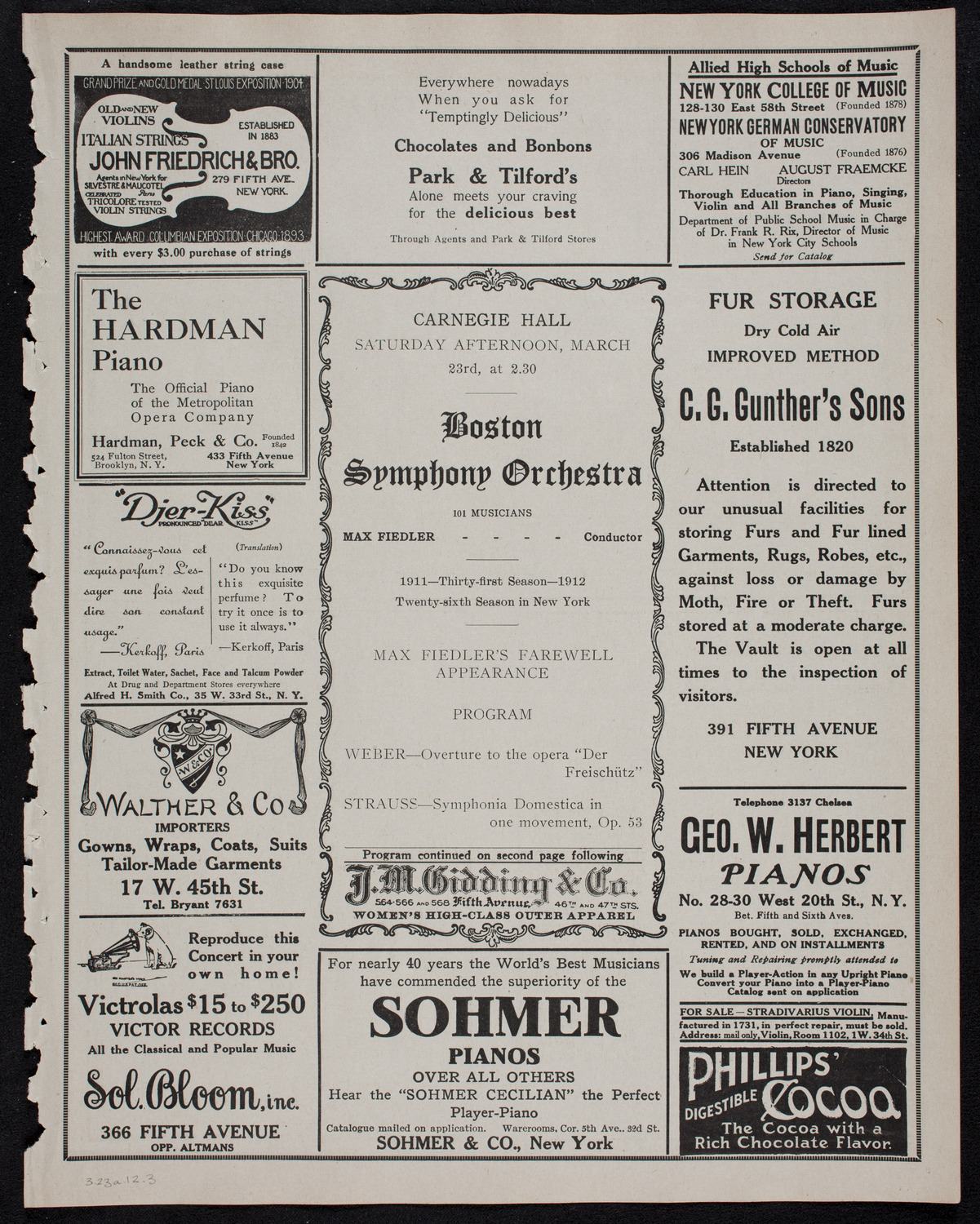 Boston Symphony Orchestra, March 23, 1912, program page 5