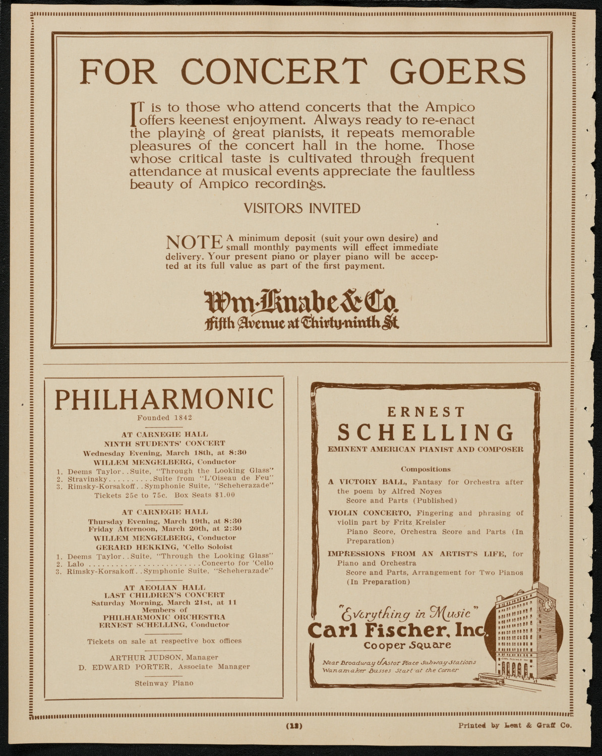 Jascha Heifetz, Violin, March 15, 1925, program page 12