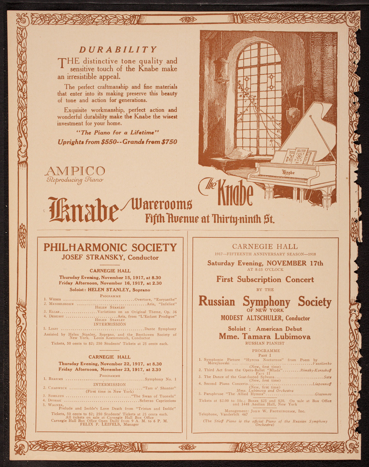 New York Symphony Orchestra, November 15, 1917, program page 12