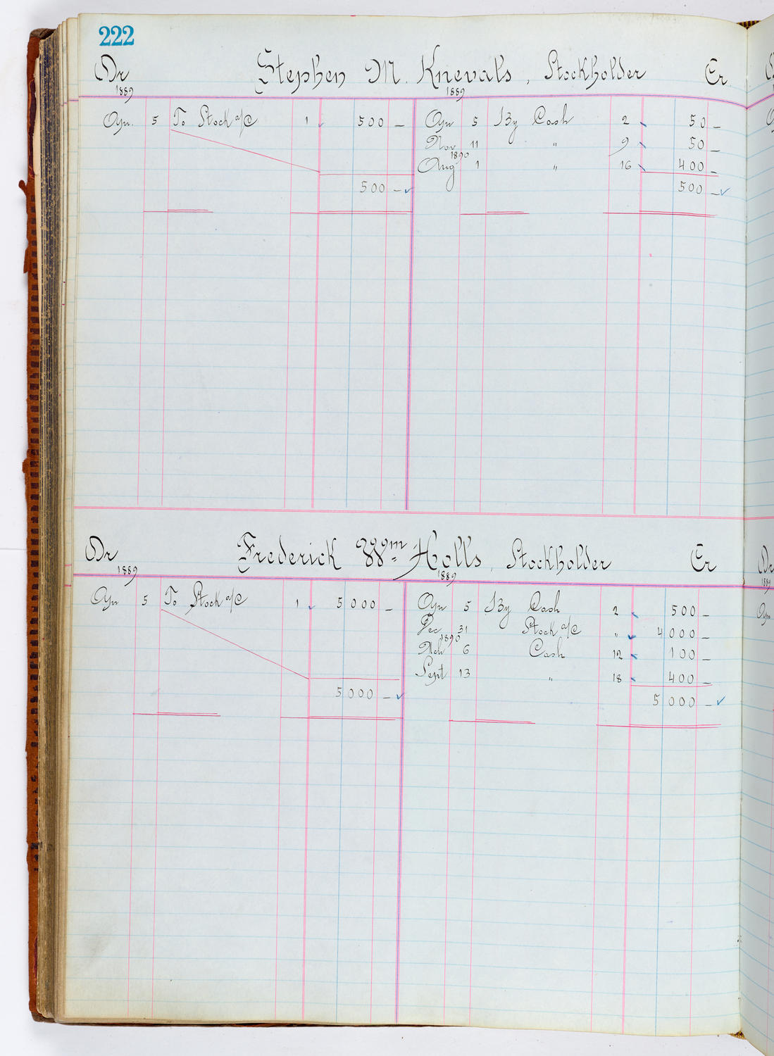 Music Hall Accounting Ledger, volume 1, page 222