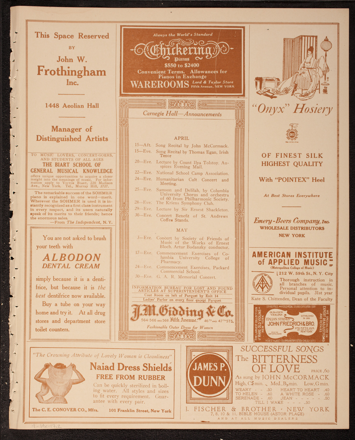 Scandinavian Symphony Society of New York, April 14, 1917, program page 3