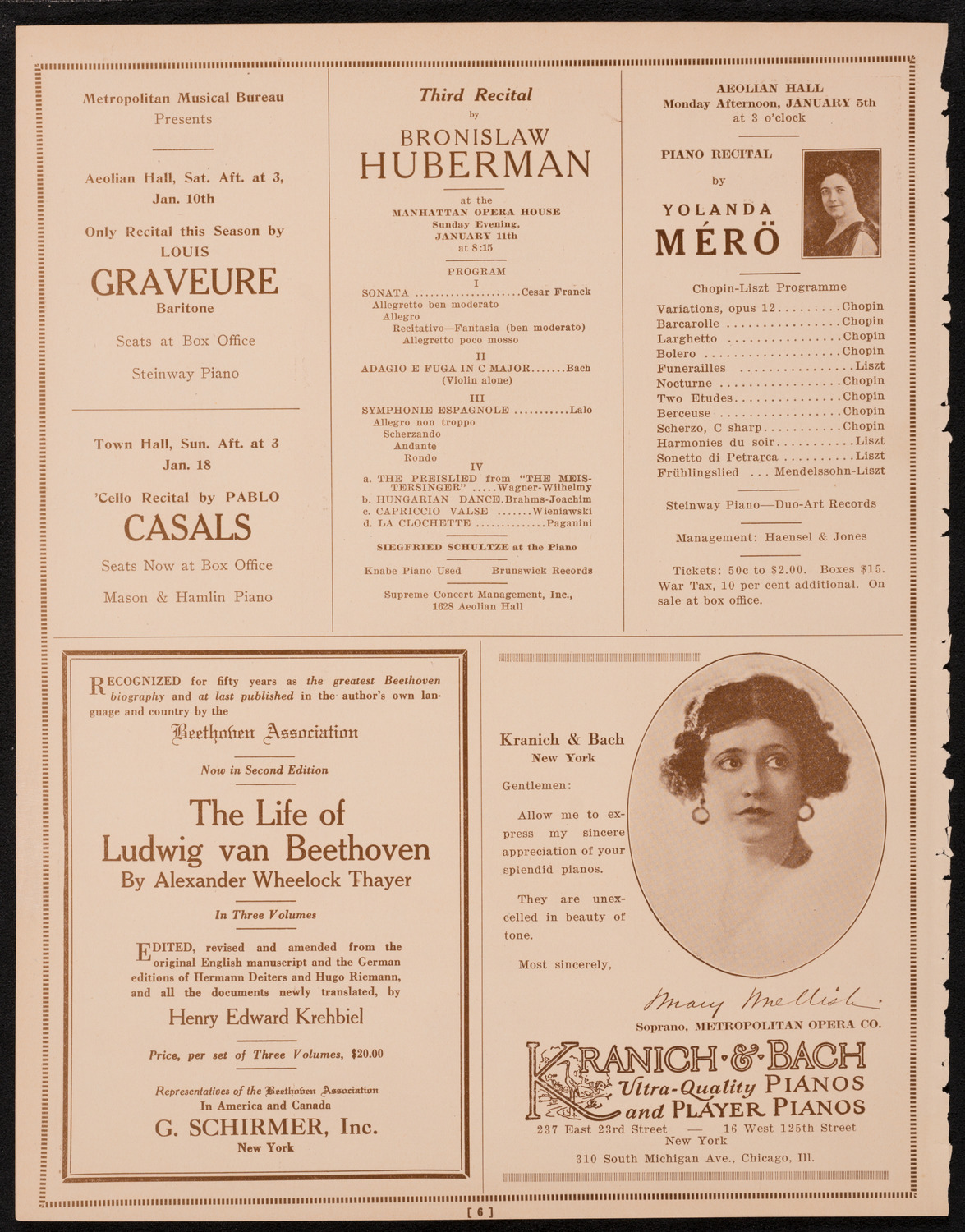 New York Symphony Orchestra, January 1, 1925, program page 6