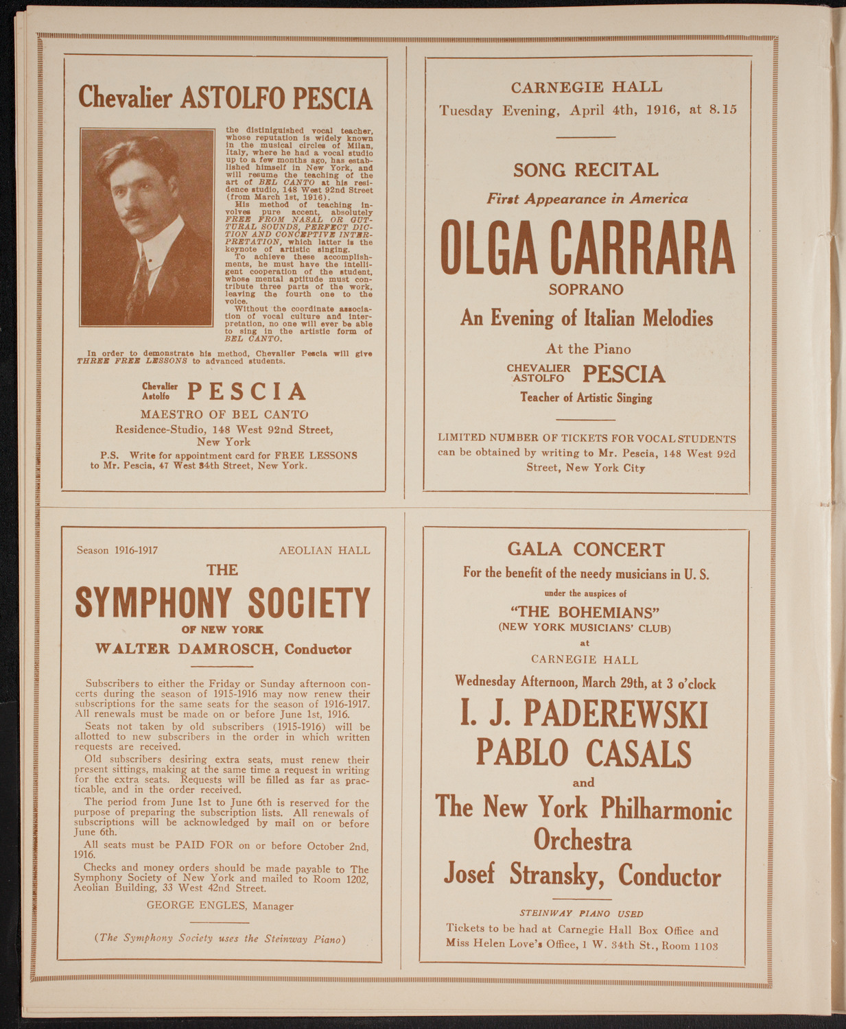New York Philharmonic, March 24, 1916, program page 6