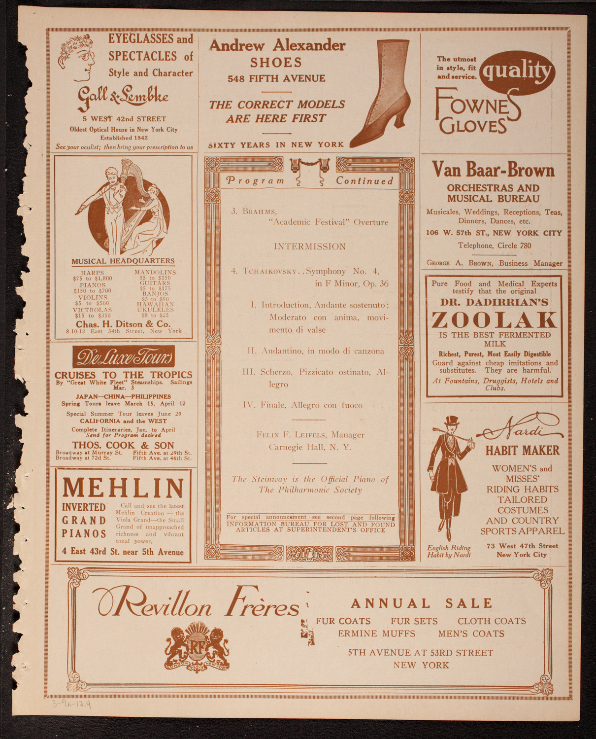 New York Philharmonic, March 9, 1917, program page 7