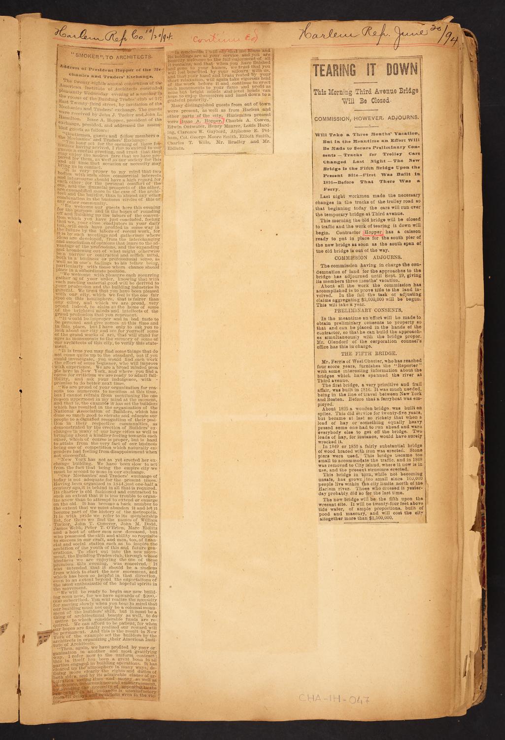 Isaac Hopper Scrapbook, page 47: 1894