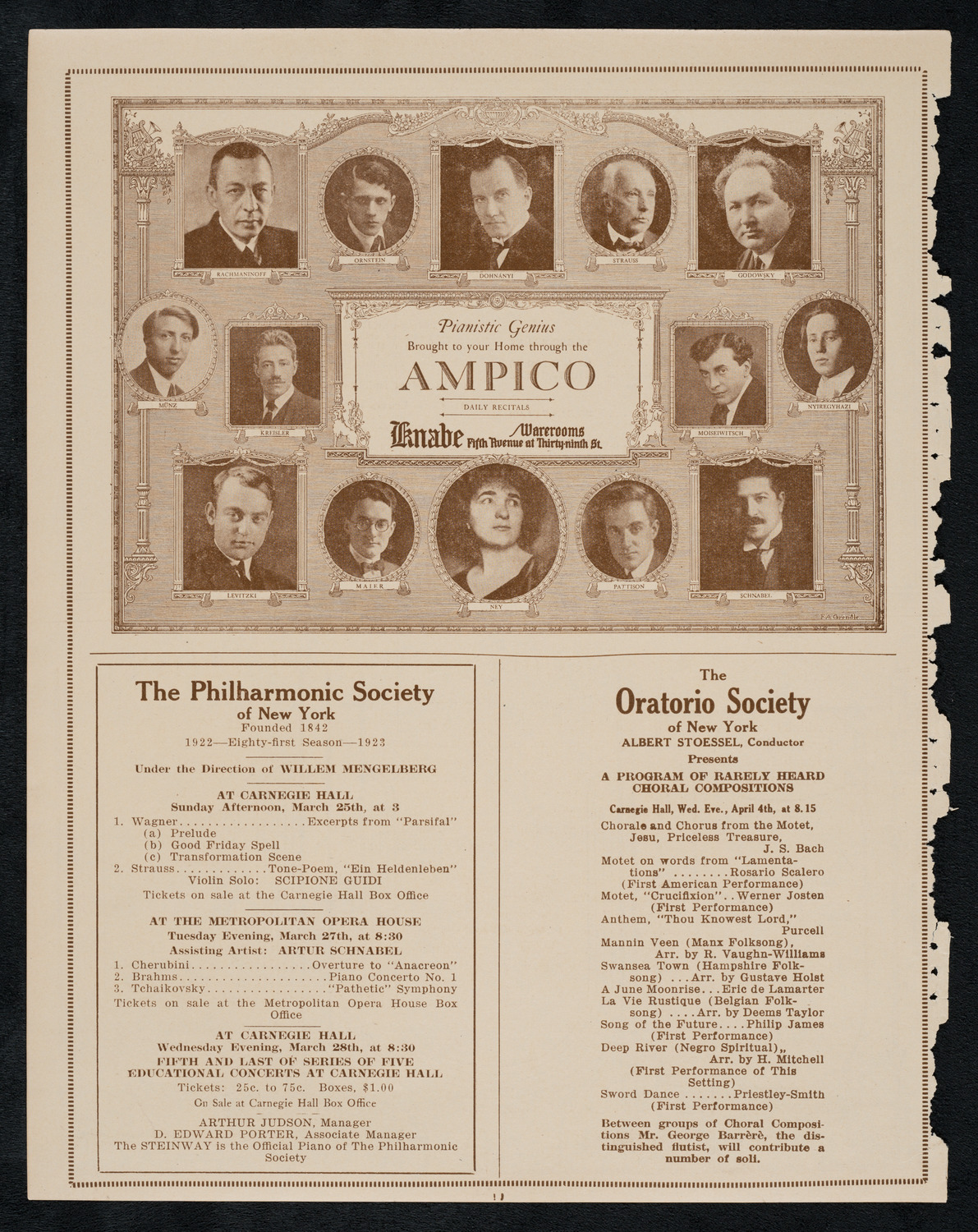 New York Philharmonic, March 22, 1923, program page 12