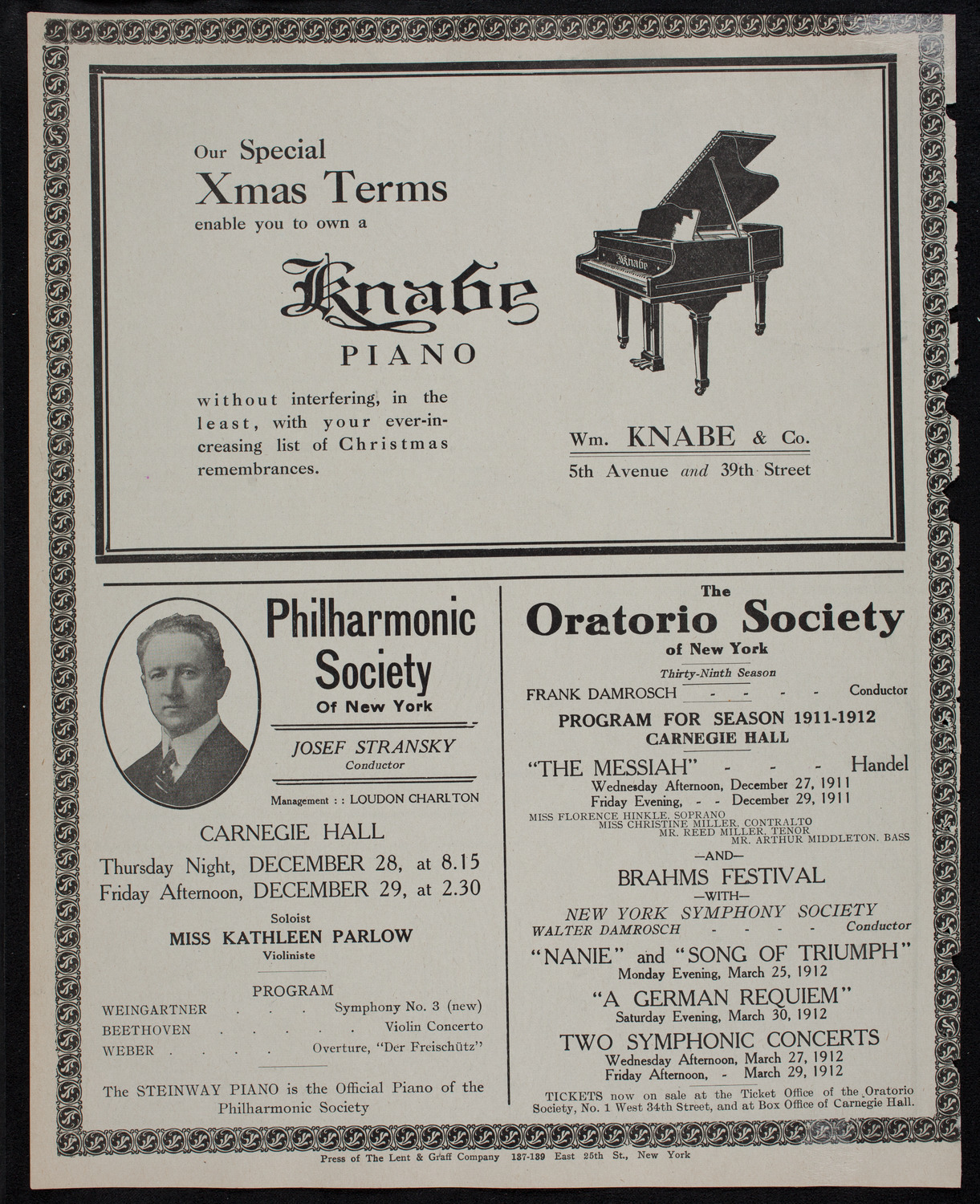 New York Philharmonic, December 21, 1911, program page 12