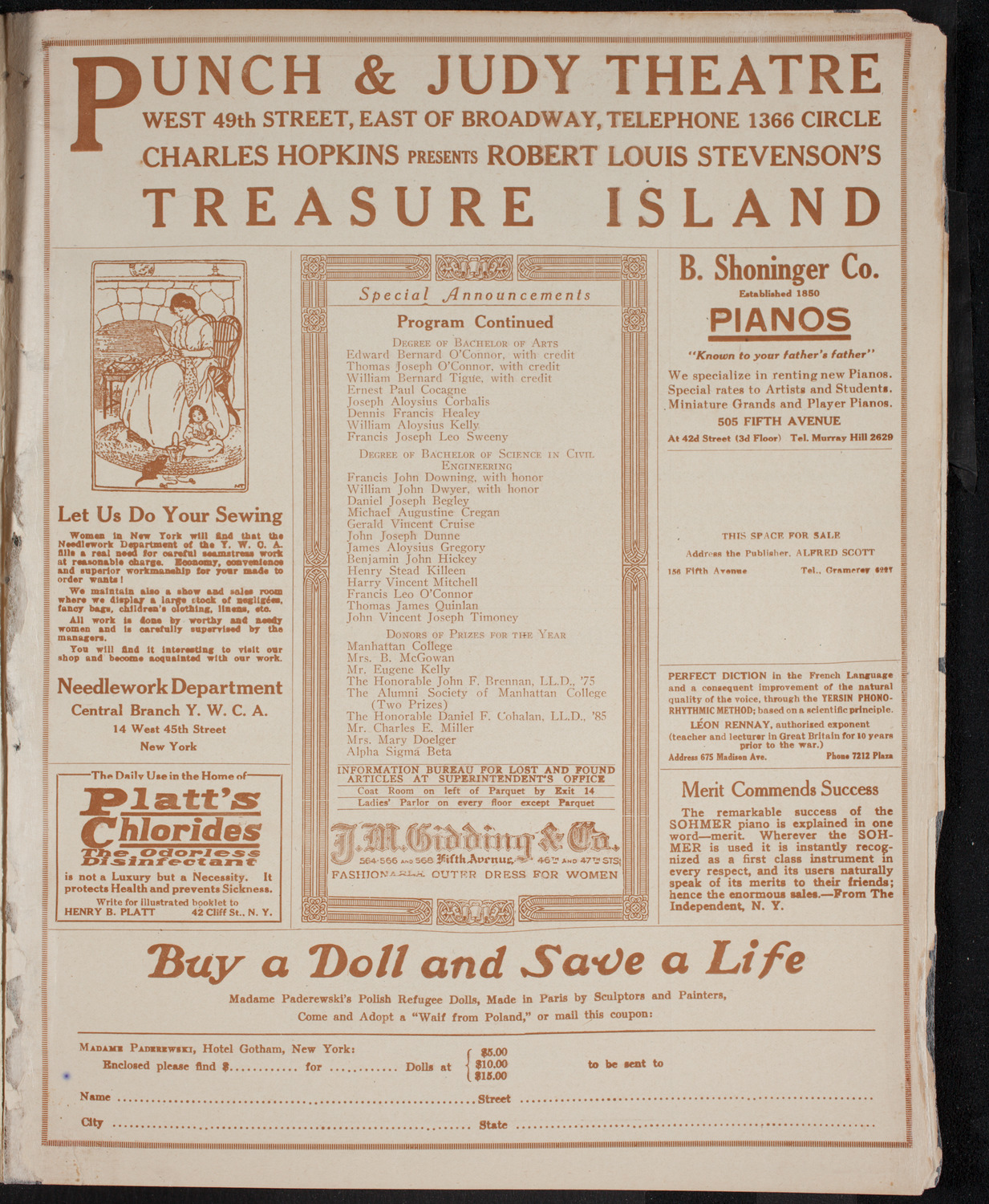 Graduation: Manhattan College, June 20, 1916, program page 9