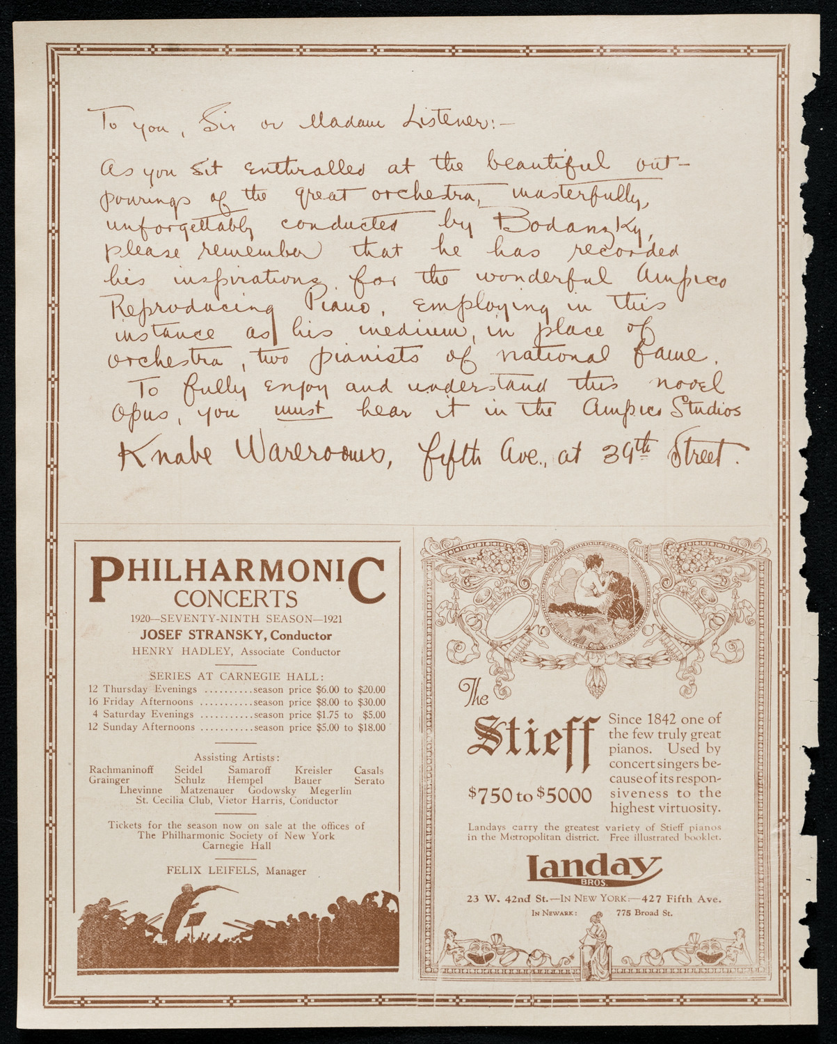 Ervin Nyiregyházi, Piano, October 18, 1920, program page 12