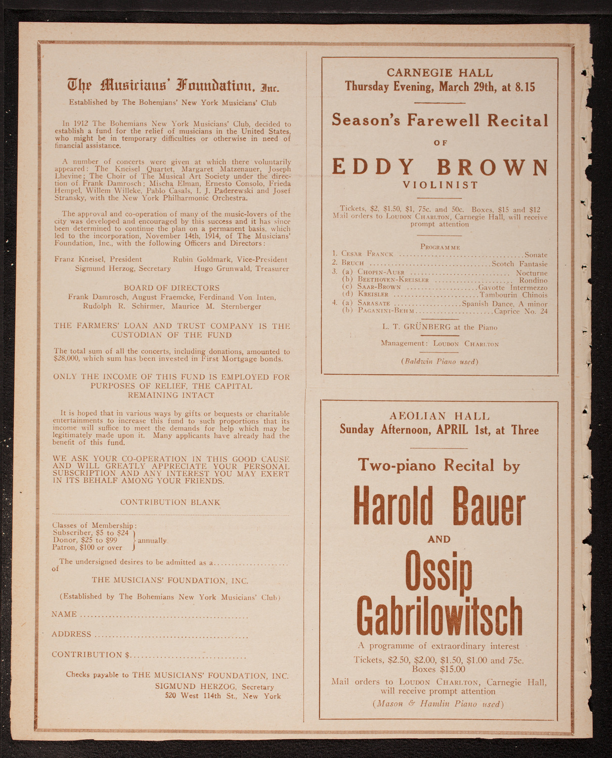 New York Symphony Orchestra, March 13, 1917, program page 4