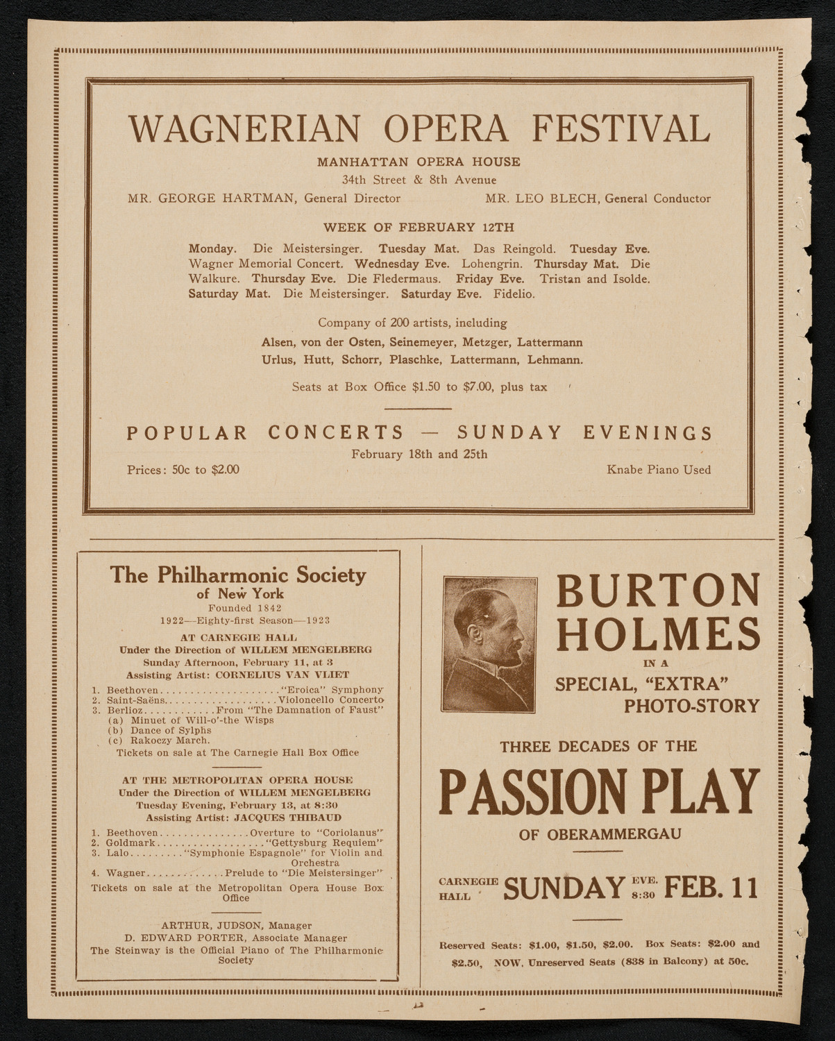Johanna Gadski, Soprano, with City Symphony Orchestra, February 10, 1923, program page 12