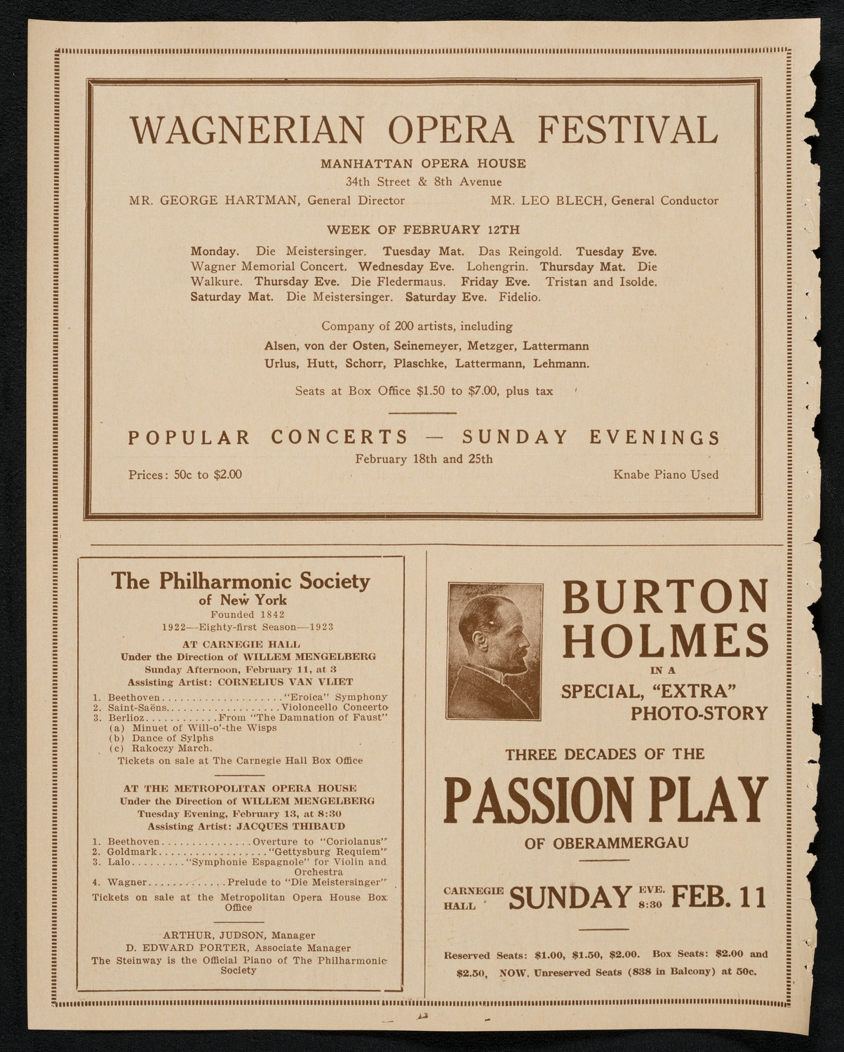 Johanna Gadski, Soprano, with City Symphony Orchestra, February 10, 1923, program page 12