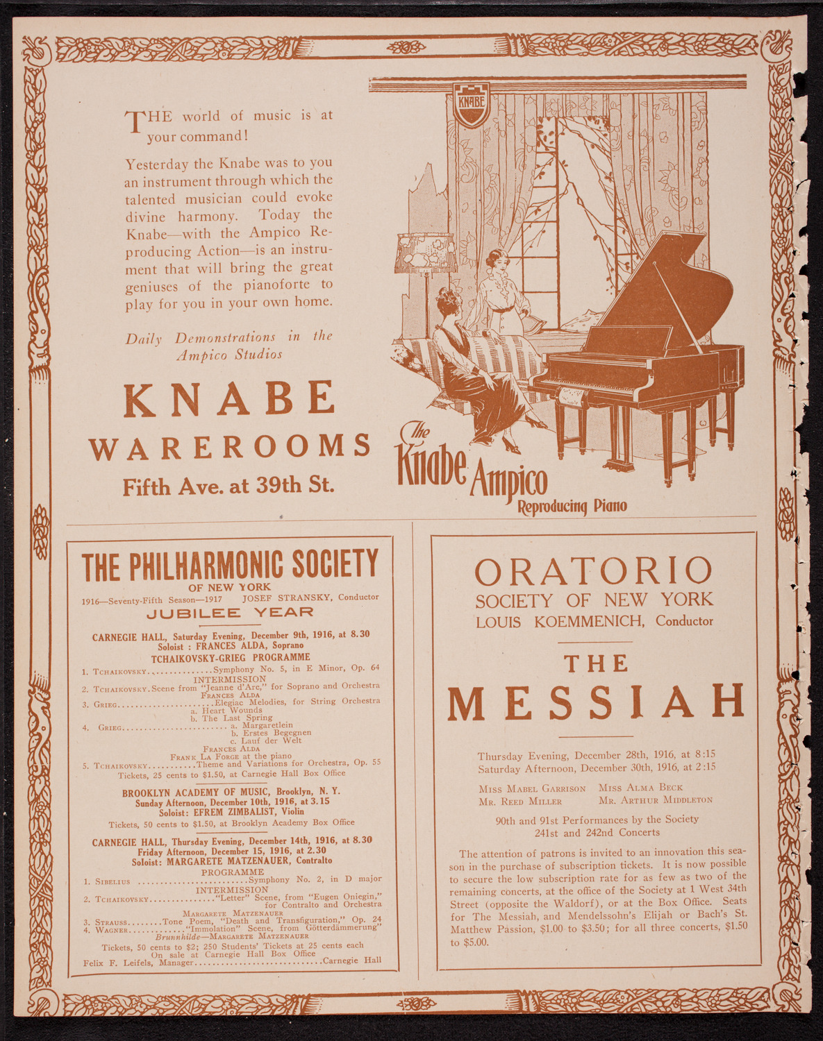 New York Philharmonic, December 8, 1916, program page 12