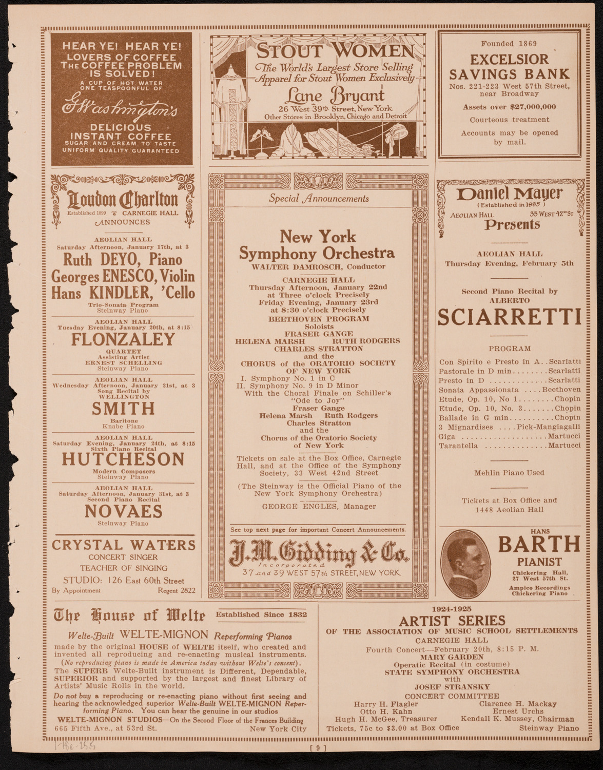 John McCormack, Tenor, January 18, 1925, program page 9