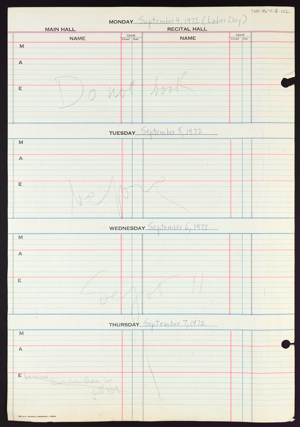 Carnegie Hall Booking Ledger, volume 18, page 2