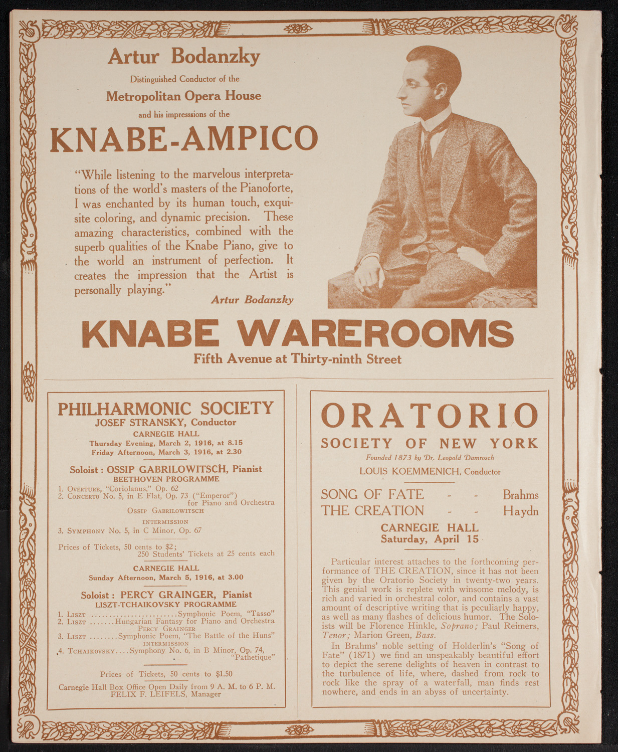 New York Symphony Orchestra, March 2, 1916, program page 12