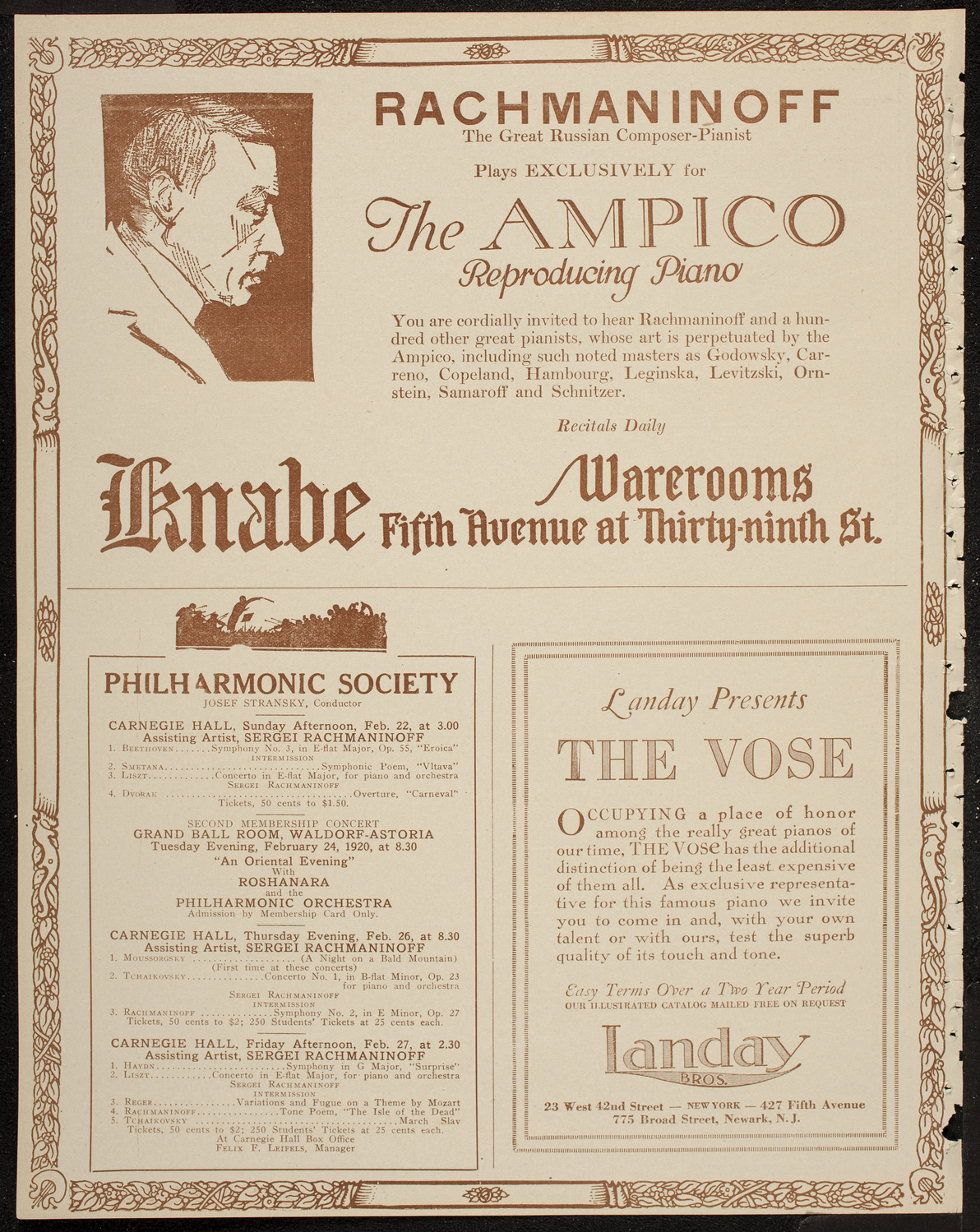 New York Philharmonic, February 15, 1920, program page 12