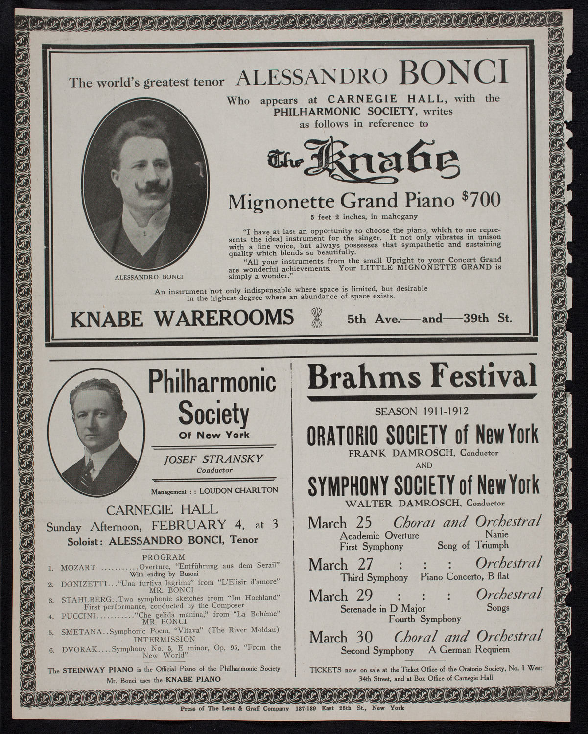 New York Philharmonic, February 1, 1912, program page 12