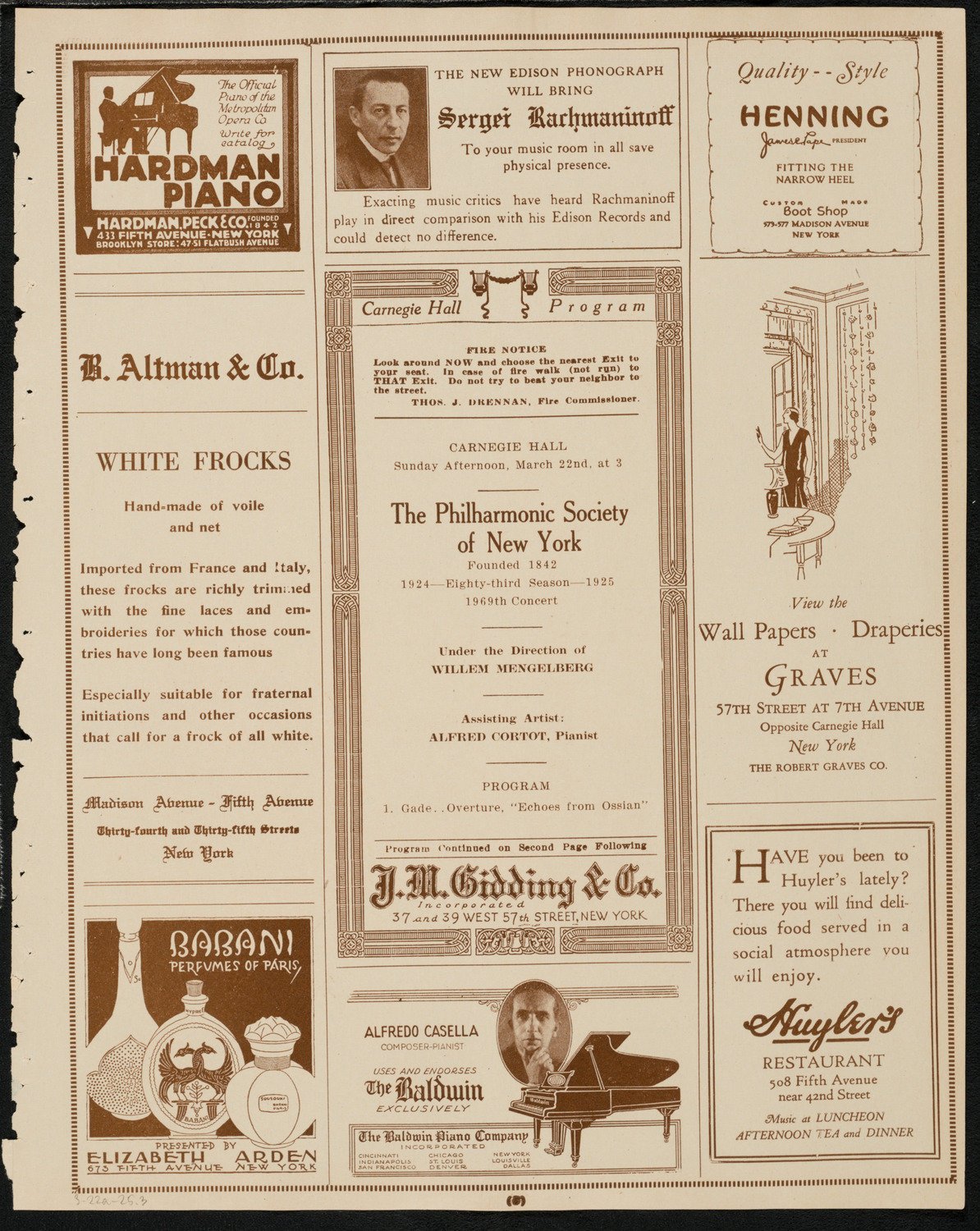 New York Philharmonic, March 22, 1925, program page 5