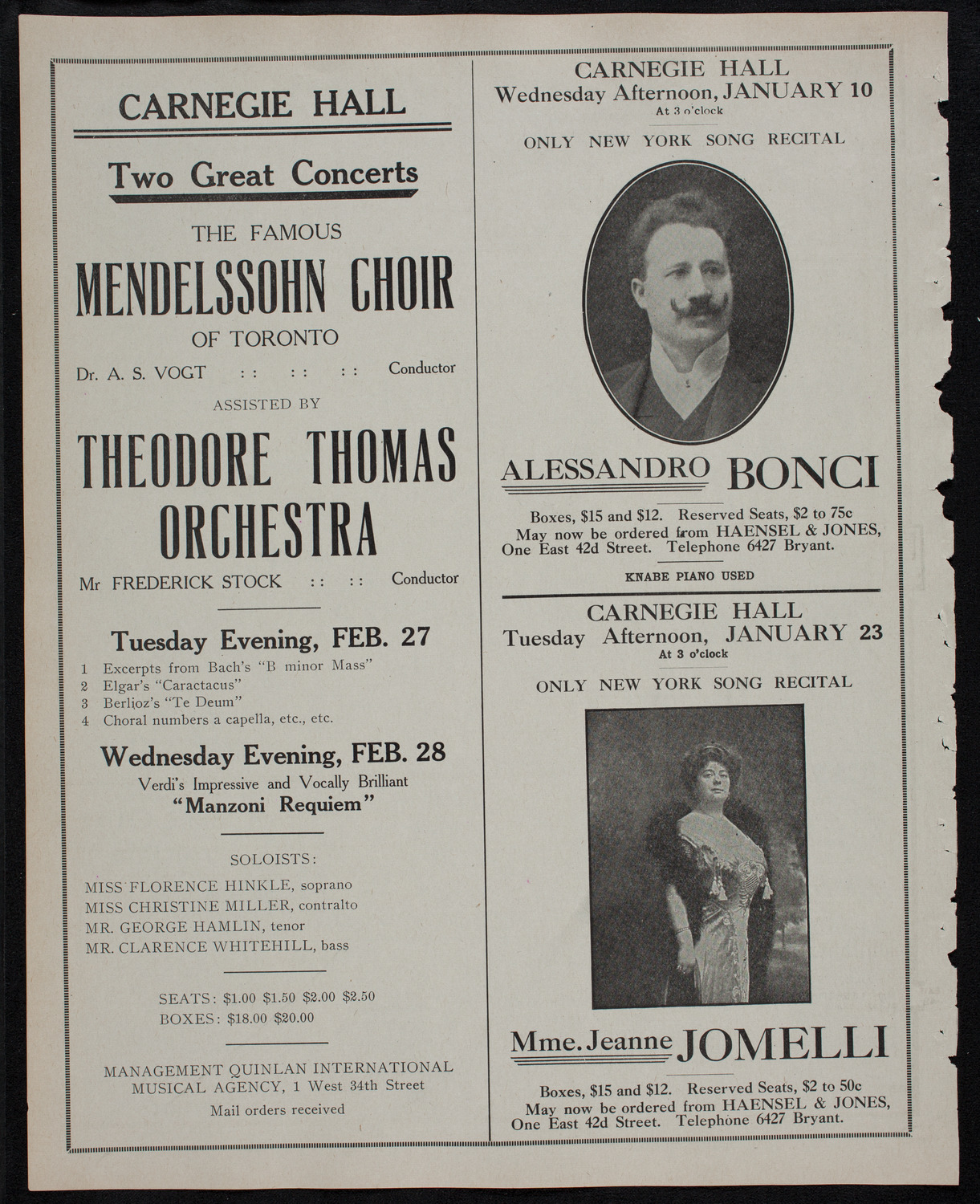 New York Philharmonic, December 21, 1911, program page 10