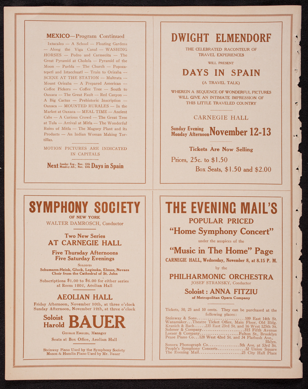 Elmendorf Lecture: Mexico, November 6, 1916, program page 8