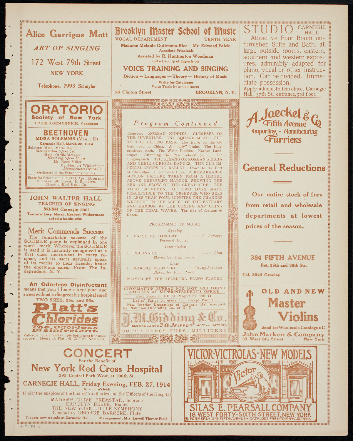 Burton Holmes Travelogue: Japan in Korea, February 9, 1914, program page 9