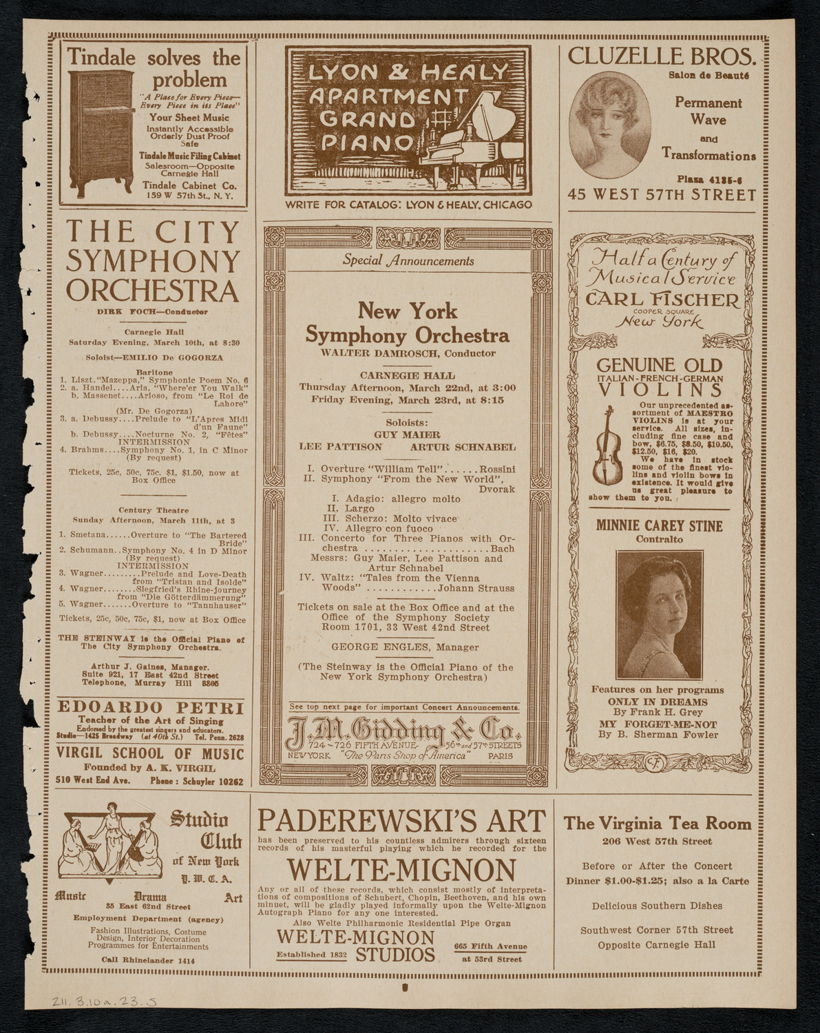 Benno Moiseiwitsch, Piano, March 10, 1923, program page 9