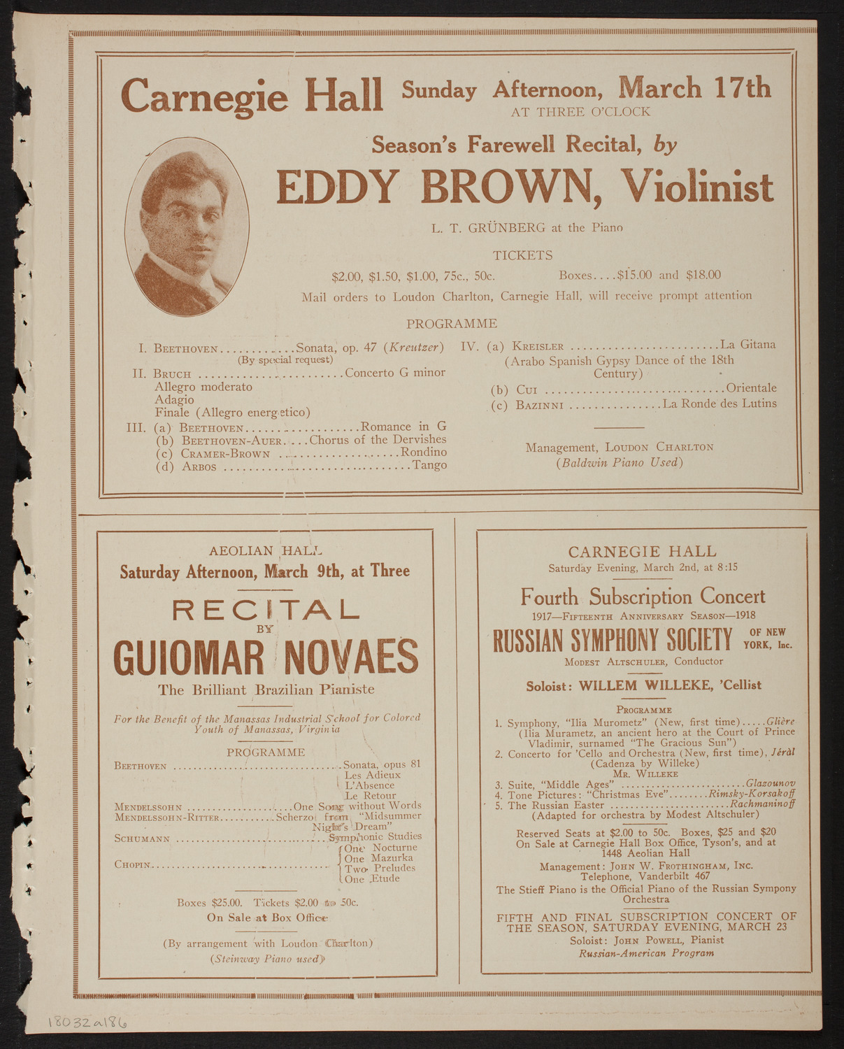 Max Rosen, Violin, March 2, 1918, program page 11