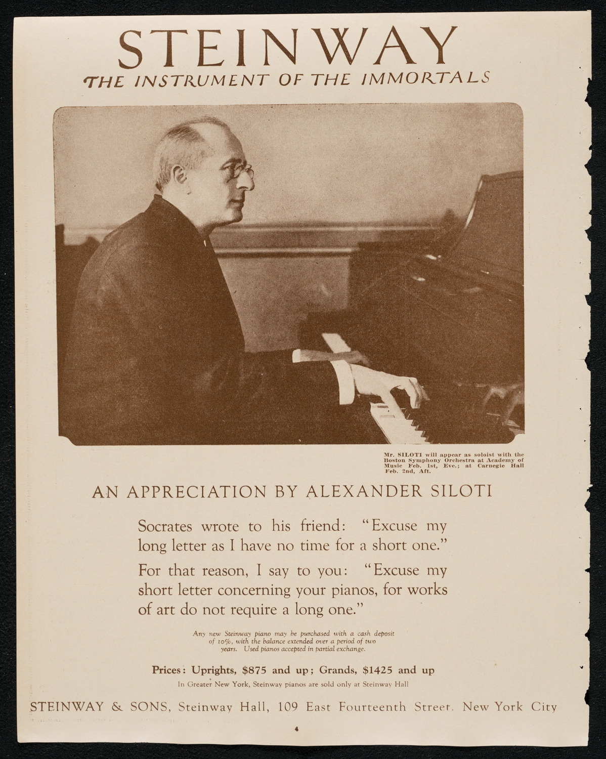 Boston Symphony Orchestra, January 31, 1924, program page 4