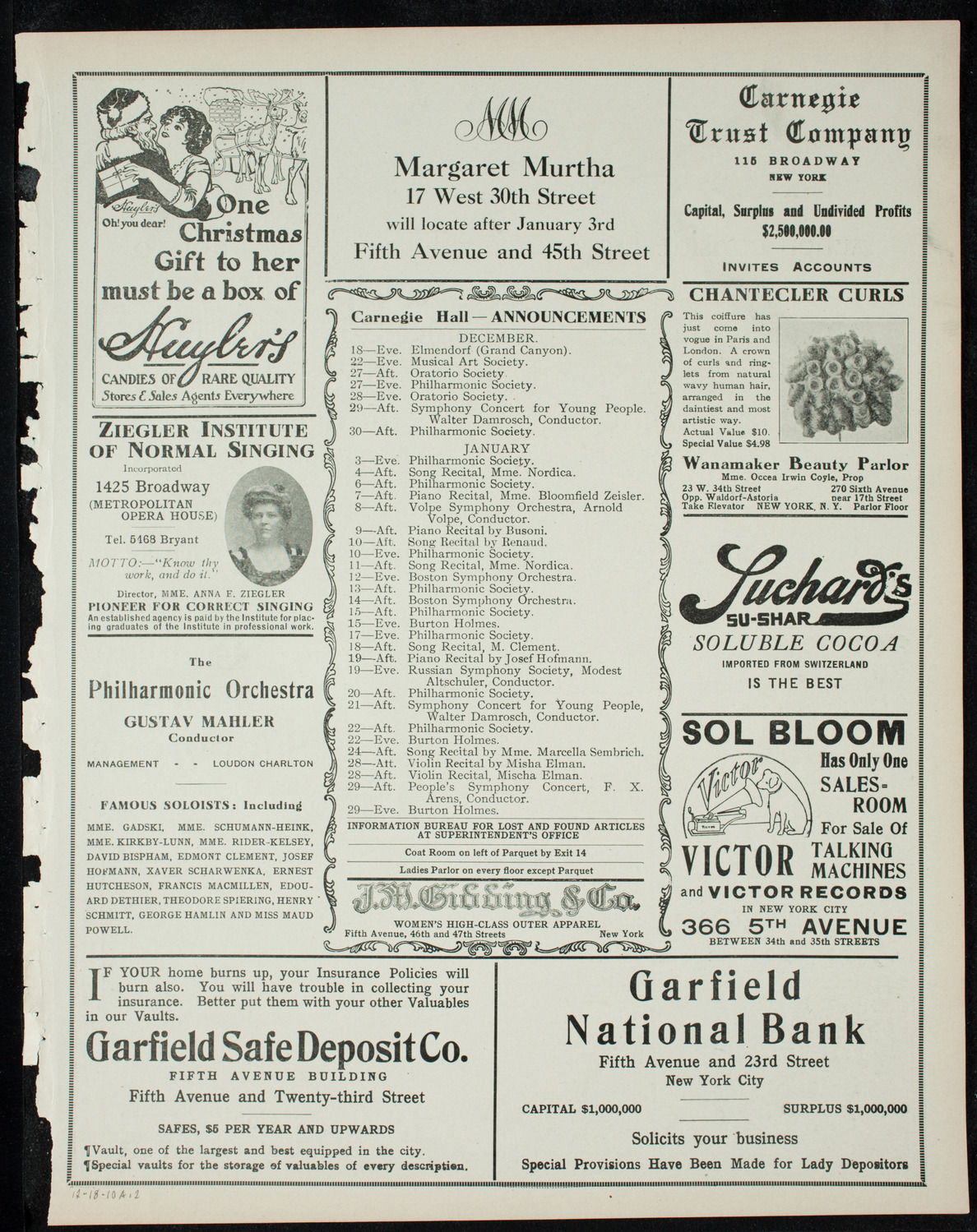 People's Symphony Concert, December 18, 1910, program page 3