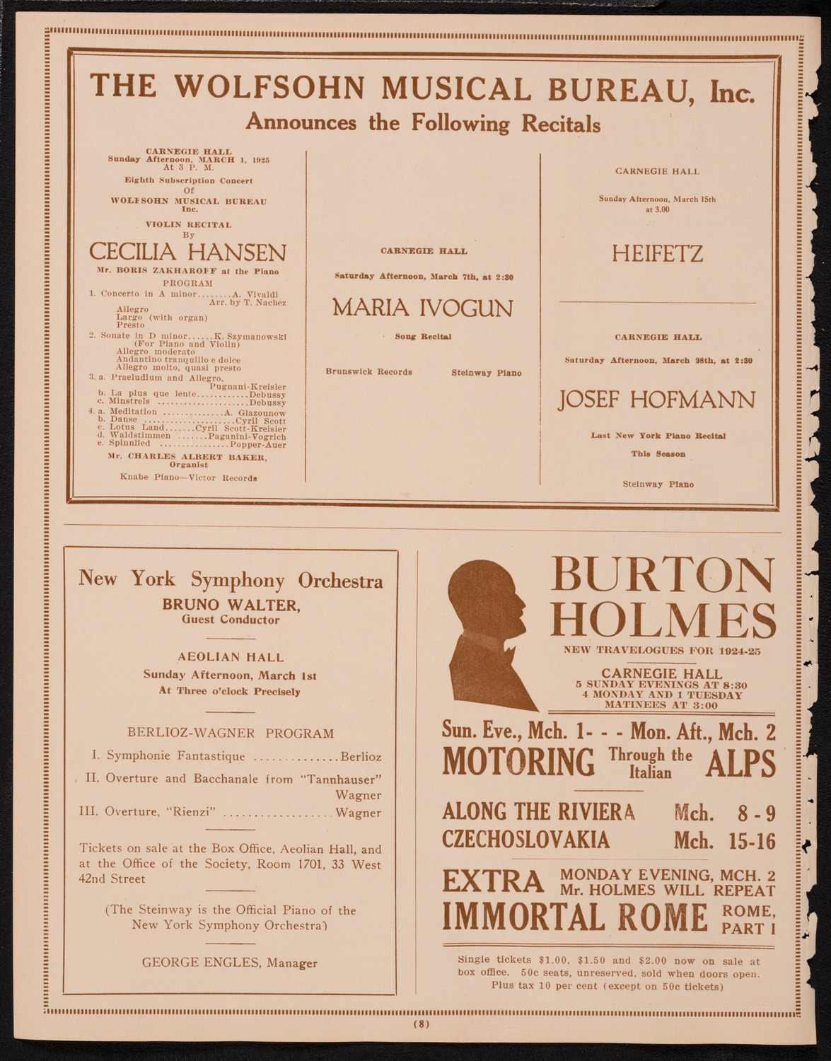 Dusolina Giannini, Soprano, February 28, 1925, program page 8