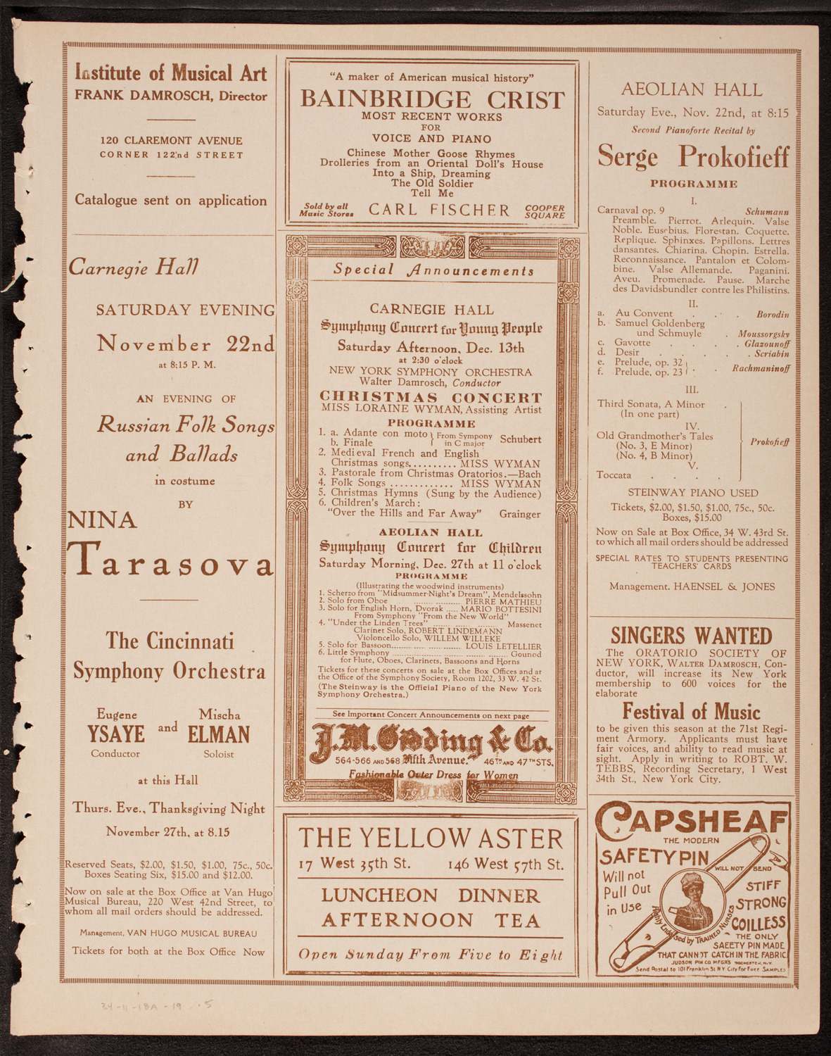 Rosalie Miller, Soprano, November 18, 1919, program page 9