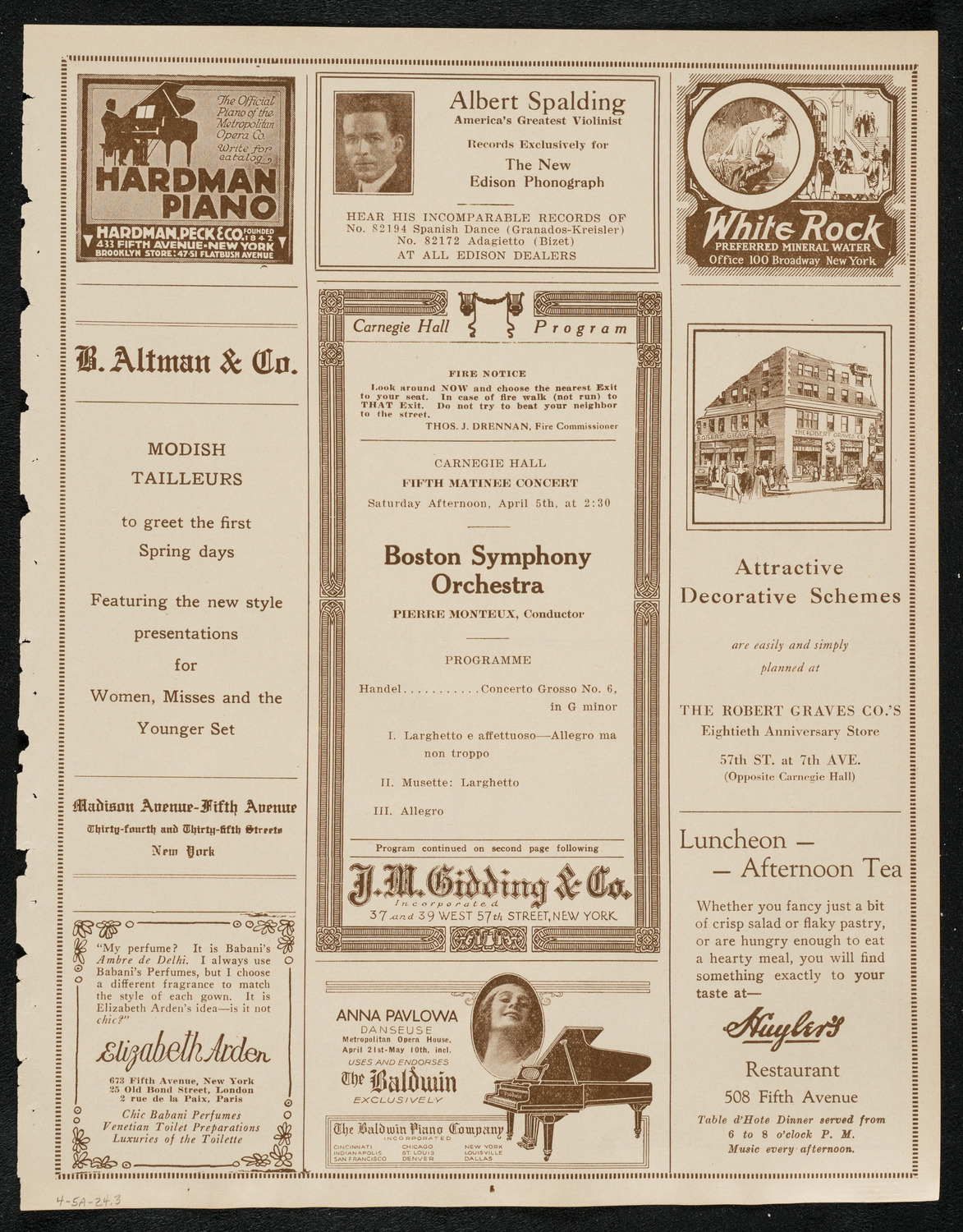 Boston Symphony Orchestra, April 5, 1924, program page 5