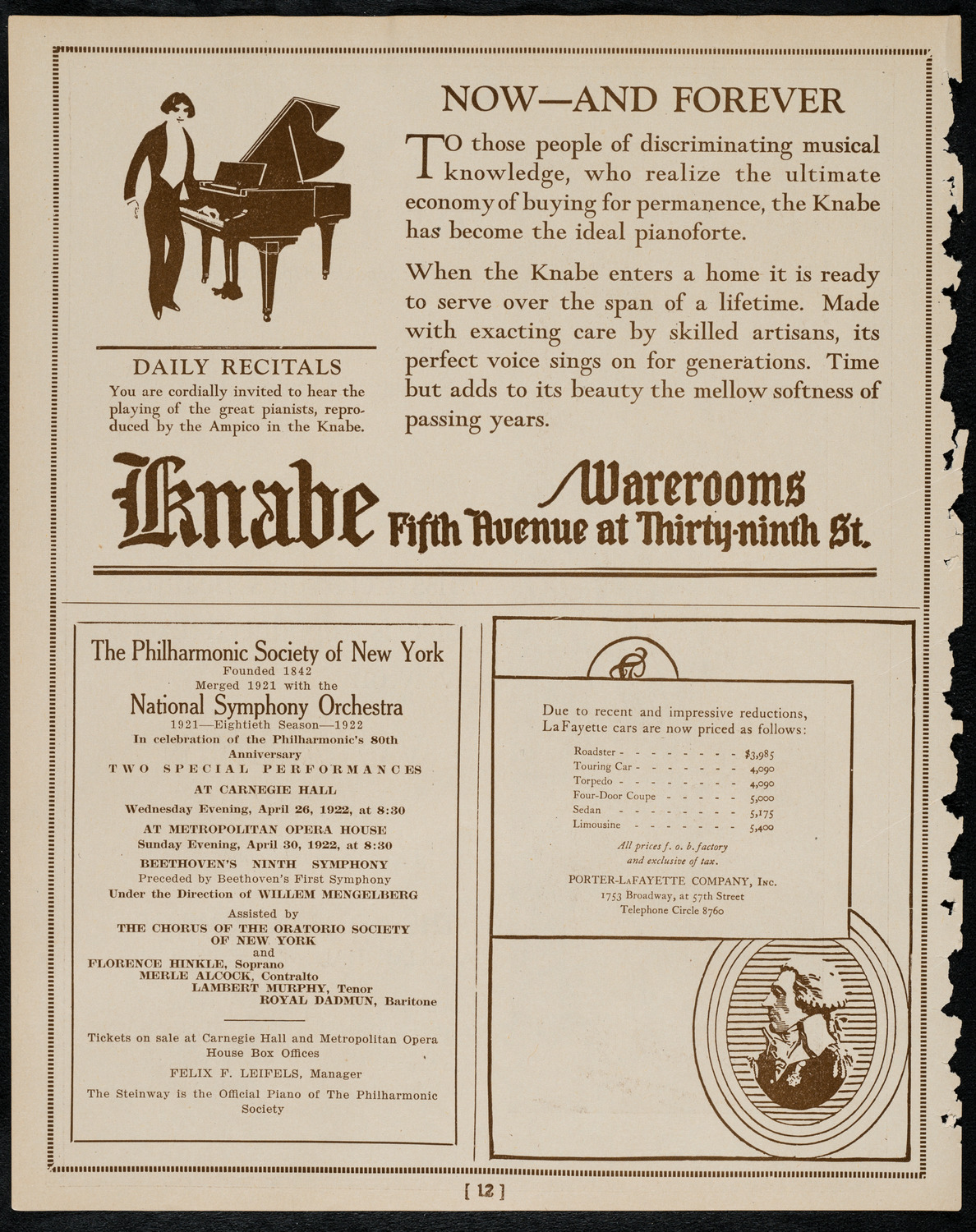 Germaine Schnitzer, Piano, with May Peterson, Soprano, and Rubin Davis, Violin, April 9, 1922, program page 12