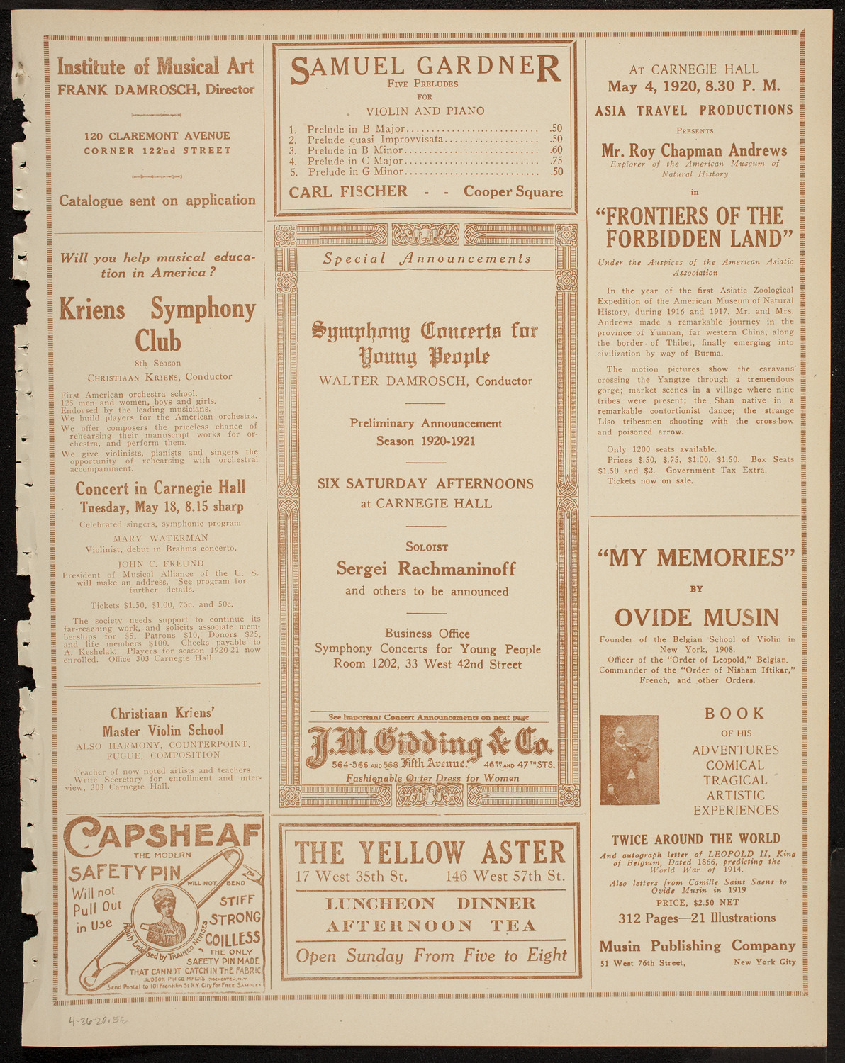 Inkowa Club Minstrels, April 26, 1920, program page 9