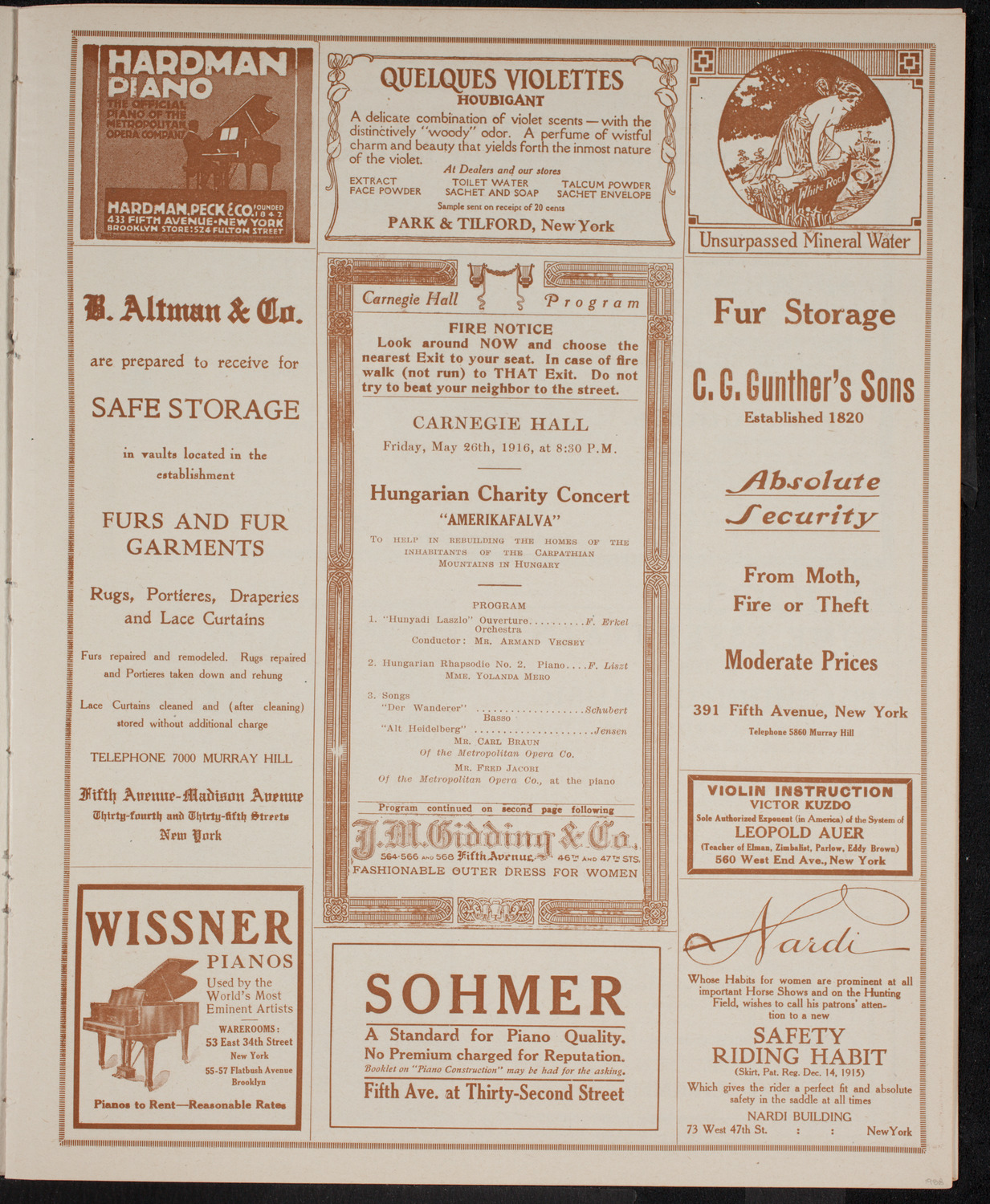 Hungarian Charity Concert, May 26, 1916, program page 5