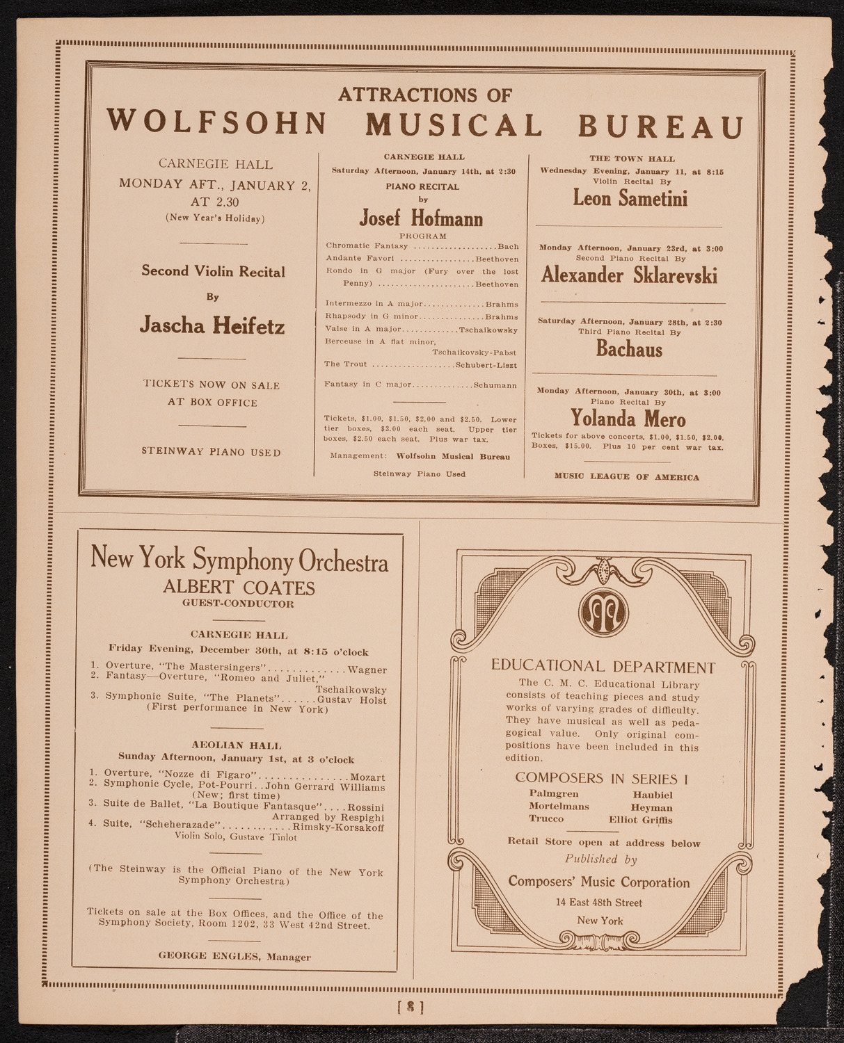 Benefit: Martin-Smith Music School, December 29, 1921, program page 8