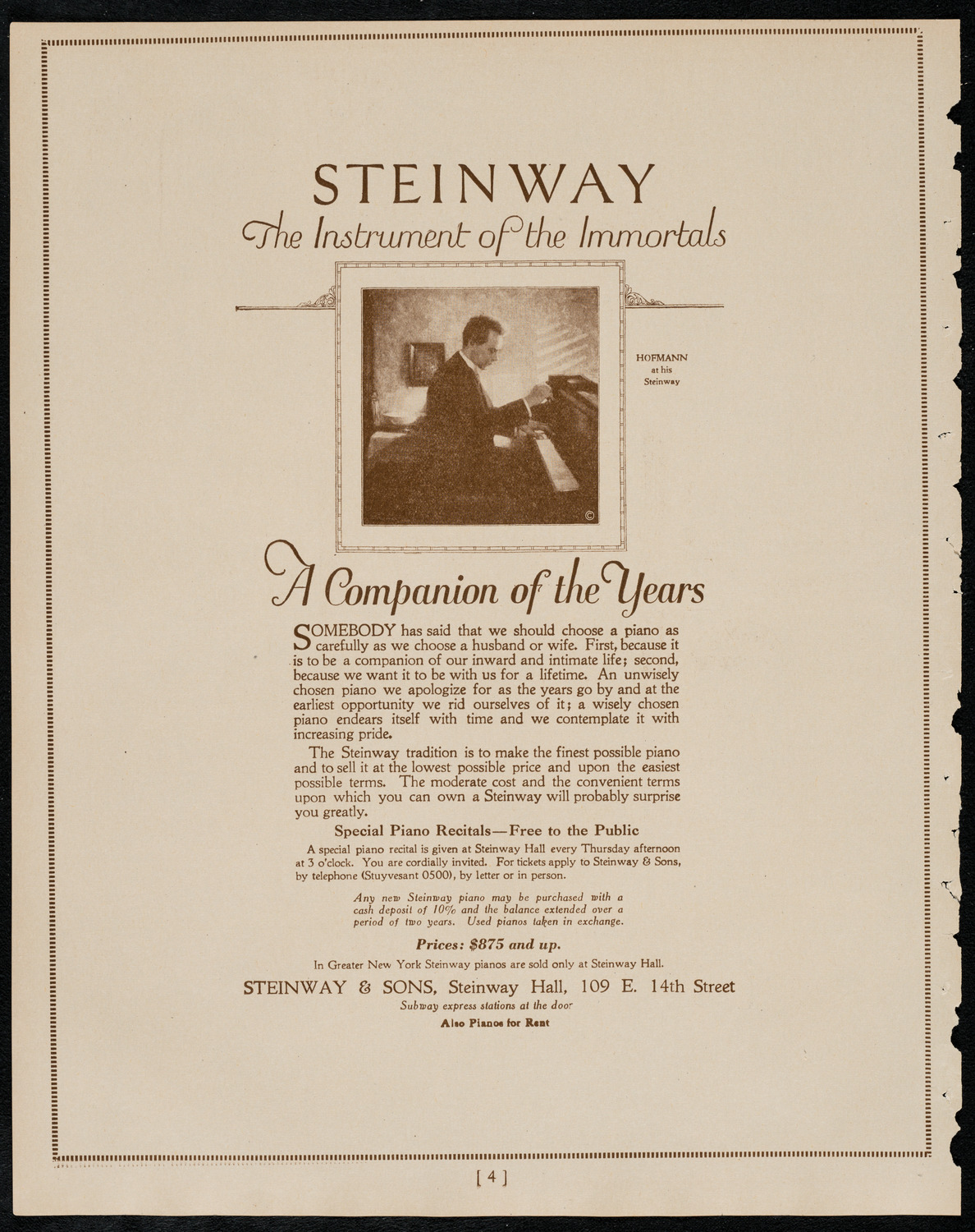 New York Philharmonic, February 18, 1922, program page 4
