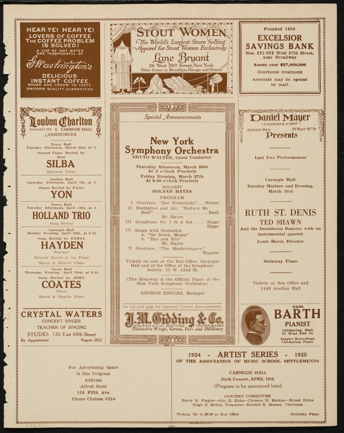 Philadelphia Orchestra, March 24, 1925, program page 9