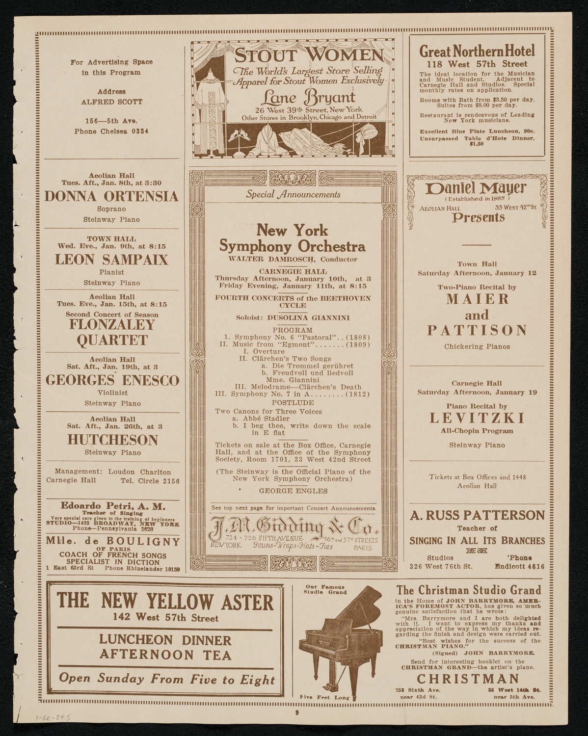 New York Philharmonic, January 5, 1924, program page 9
