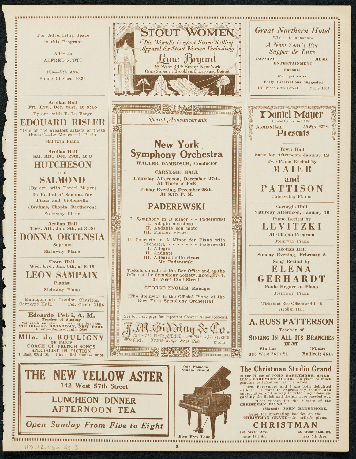 State Symphony Orchestra of New York, December 23, 1923, program page 9