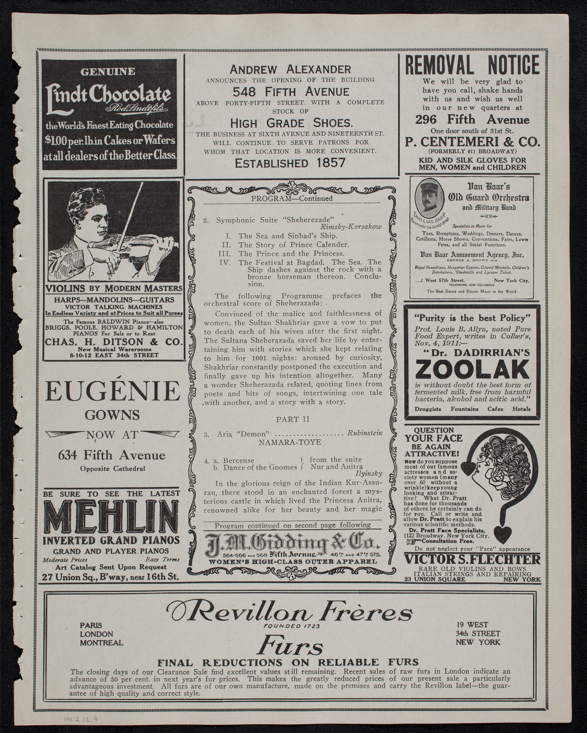 Russian Symphony Society of New York, February 10, 1912, program page 7