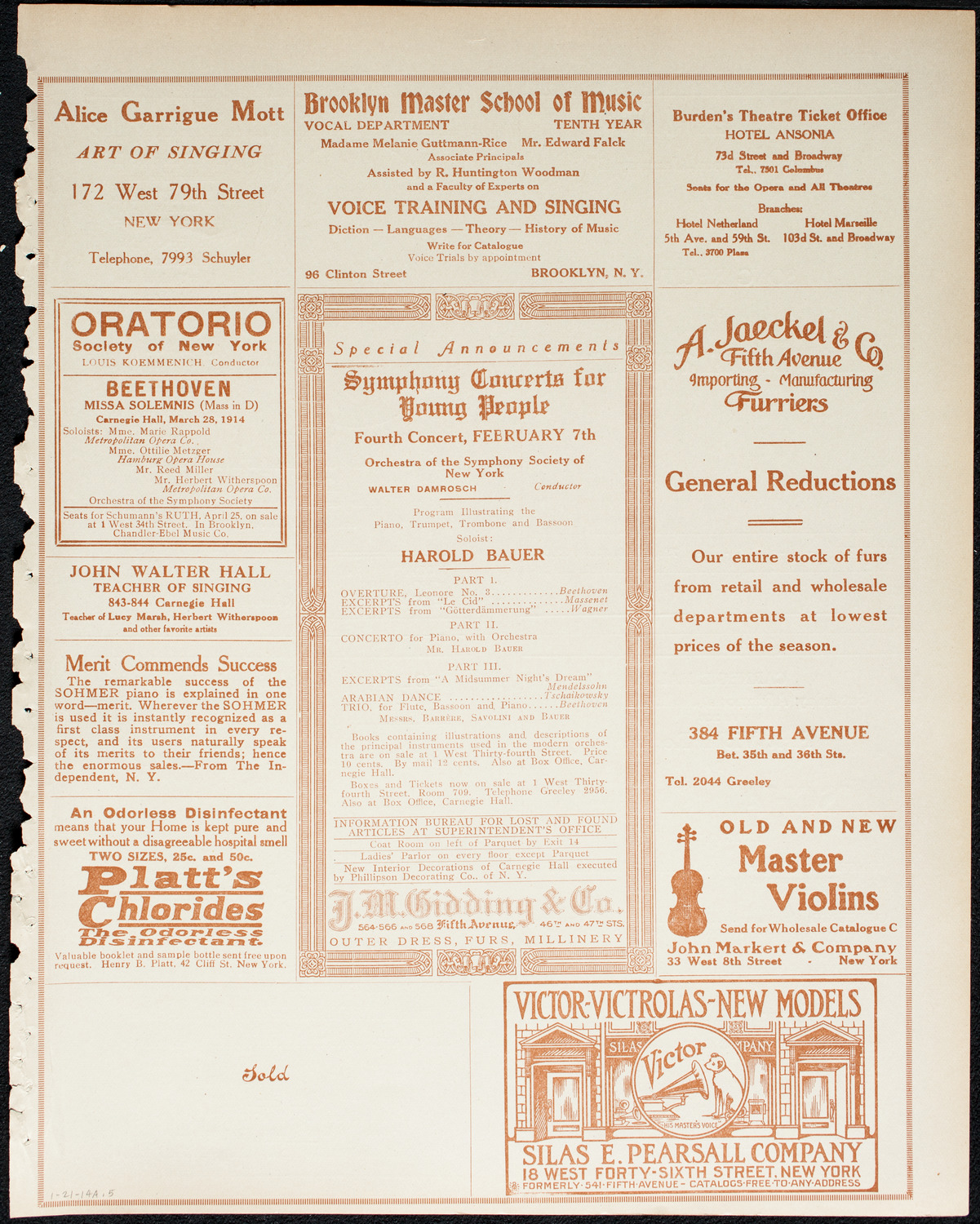 Philadelphia Orchestra, January 21, 1914, program page 9