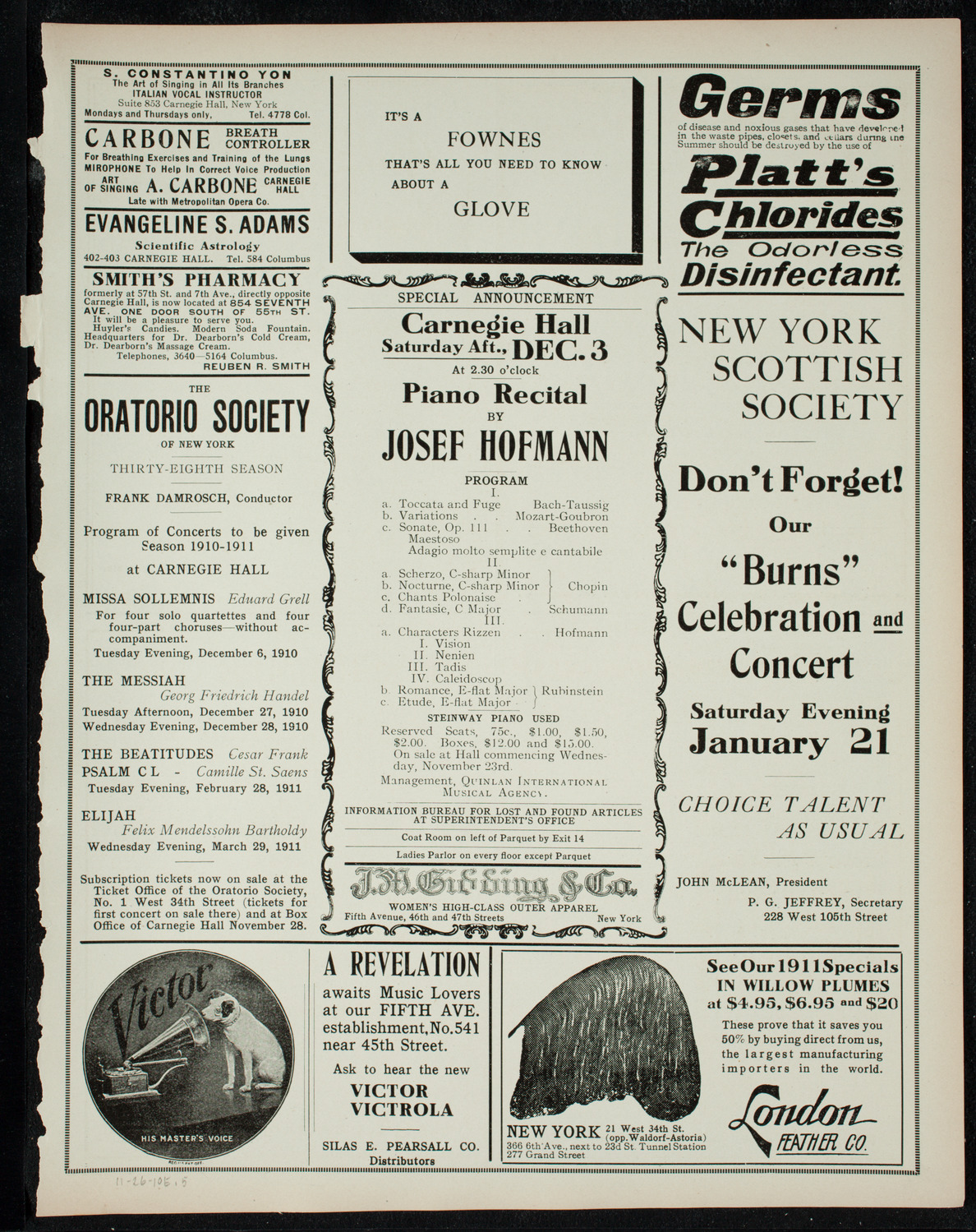 Benefit: St. Mark's Hospital, November 26, 1910, program page 9