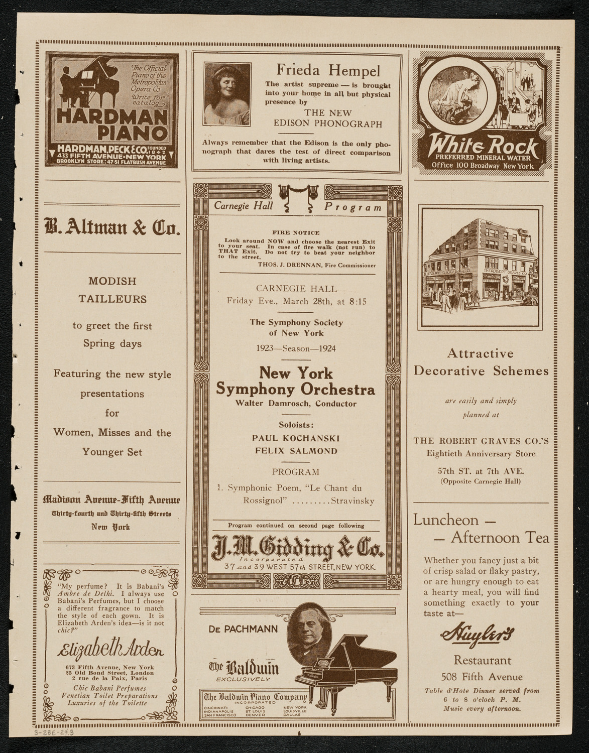 New York Symphony Orchestra, March 28, 1924, program page 5