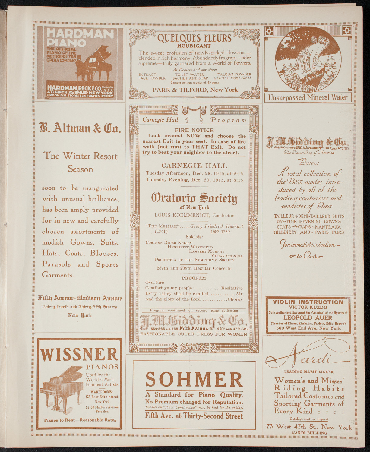 Oratorio Society of New York, December 28, 1915, program page 5