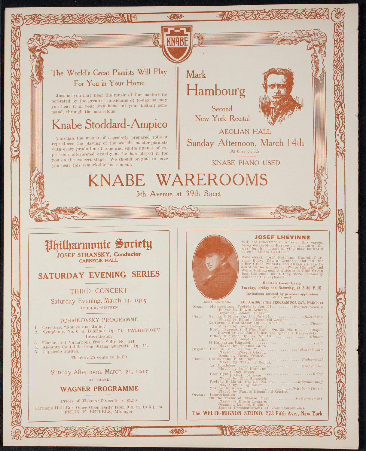 New York Philharmonic, March 12, 1915, program page 12