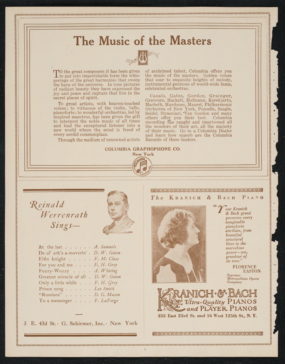 Reinald Werrenrath, Baritone, October 22, 1922, program page 6